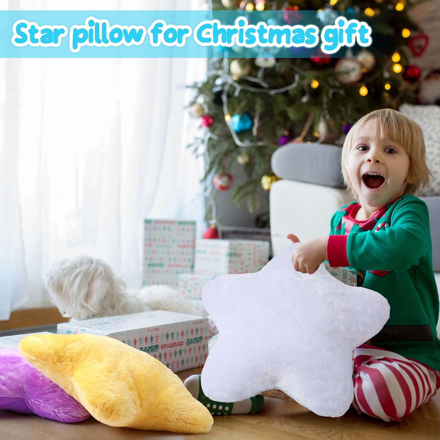 Soaoo 5 Pcs Star Fluffy Throw Pillows
