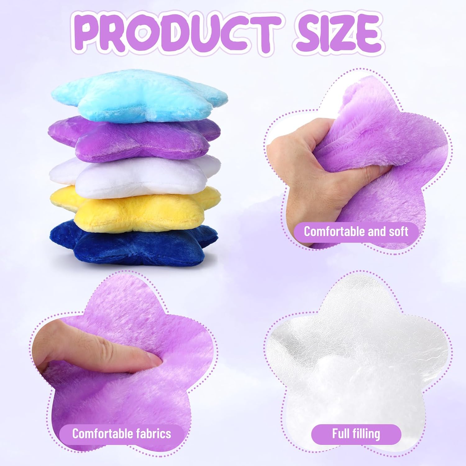 Soaoo 5 Pcs Star Fluffy Throw Pillows