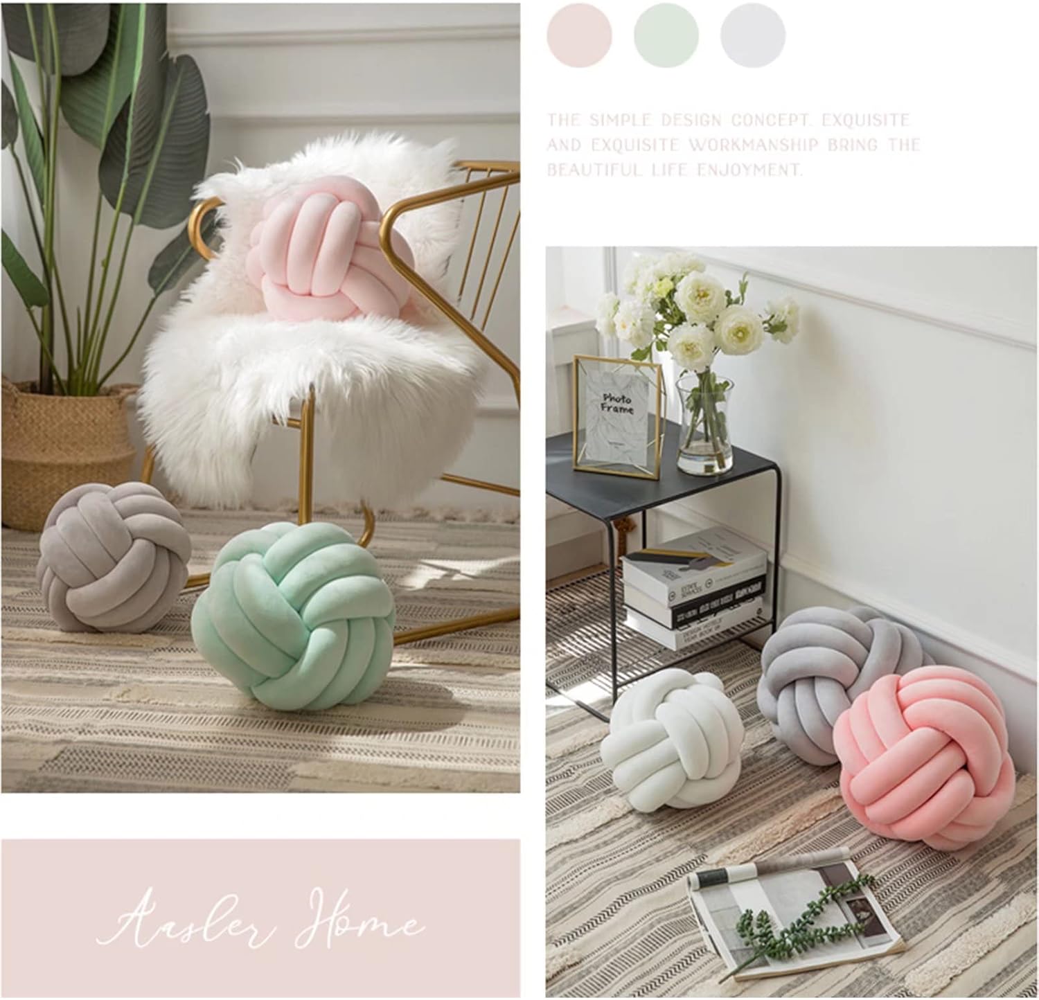 Uvvyui 11 Inch Soft Velvet Knot Ball Pillow