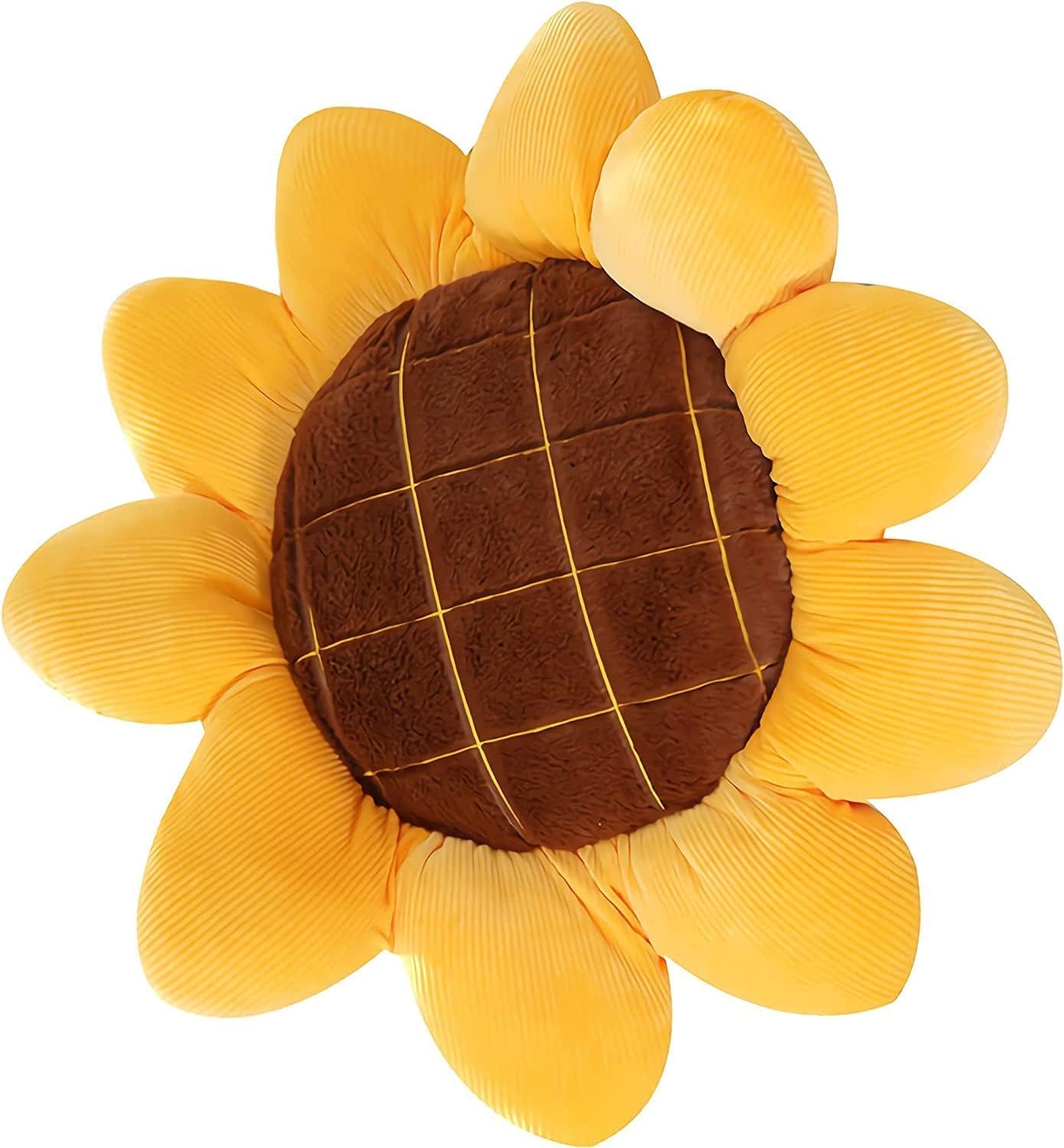 Yellow Sunflower Cushion Mat Reversible Decorative Pillow