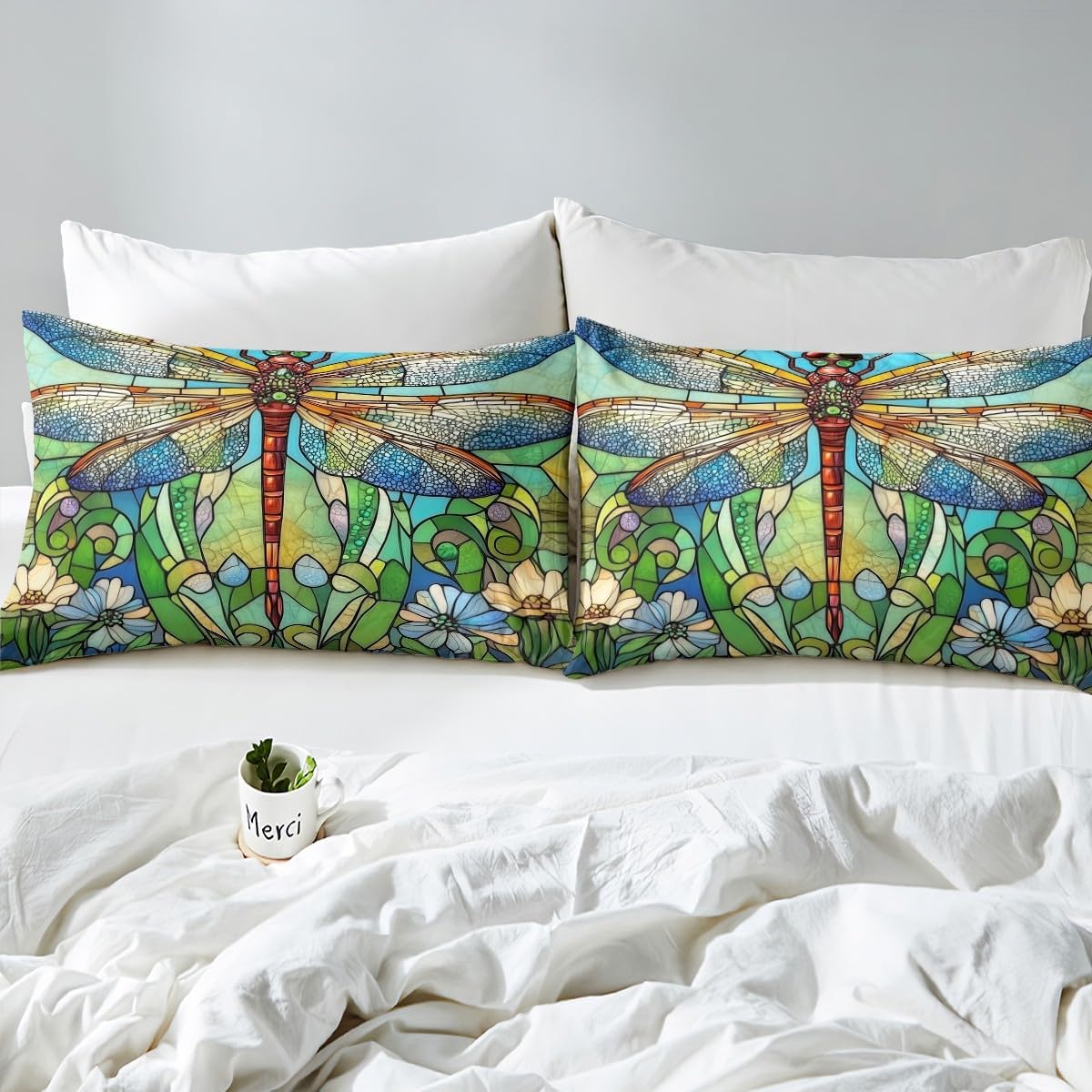 Jejeloiu Dragonfly Kids Bed Sheet Set Twin Size