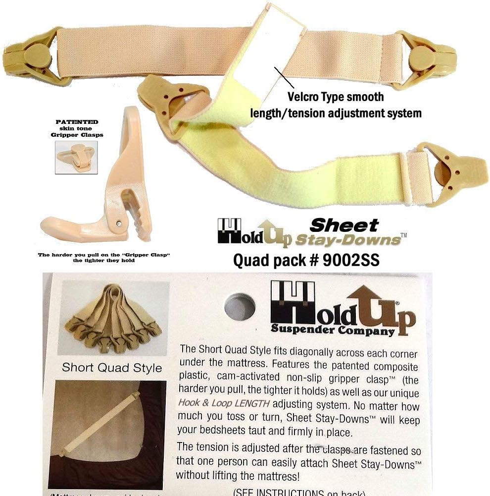 Holdup Suspender Company Bed Sheet Stay-Downs with Patented Gripper Clasps