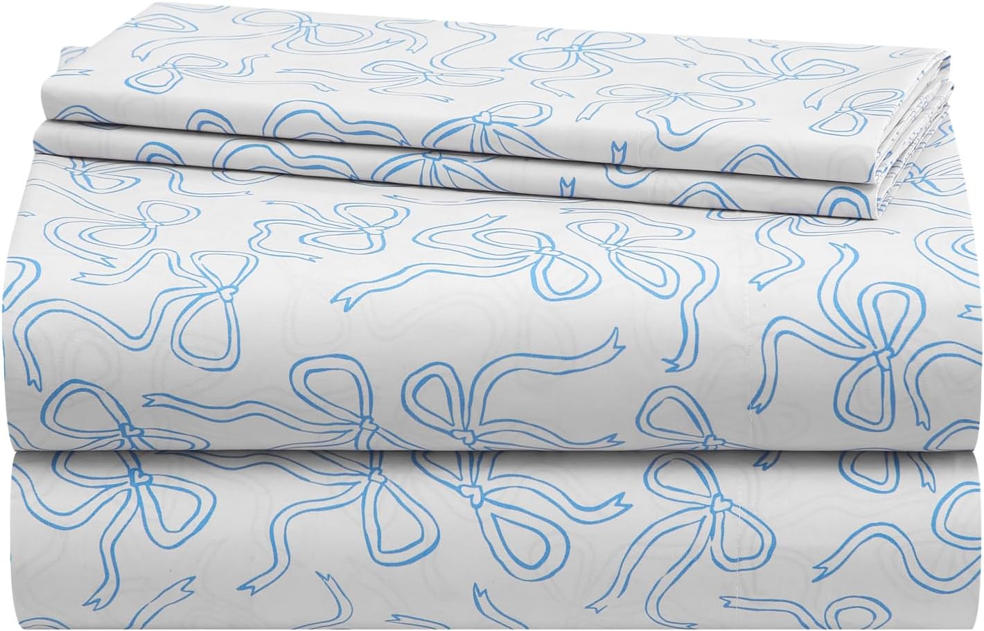 Urban Lifestyle 3-Piece Twin Sheet Set with Baby Blue Coquette Bow Design