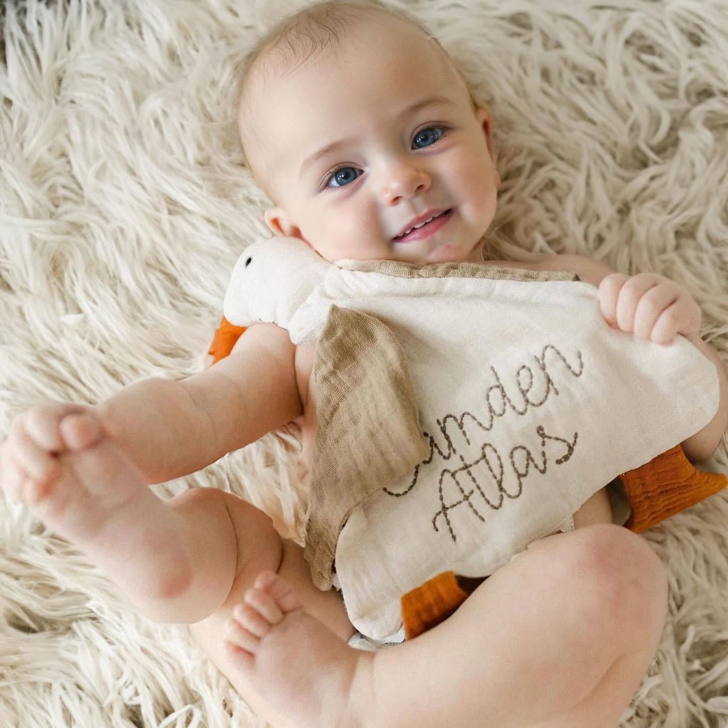Custom Cotton Muslin Baby Blanket with Cute Goose Design