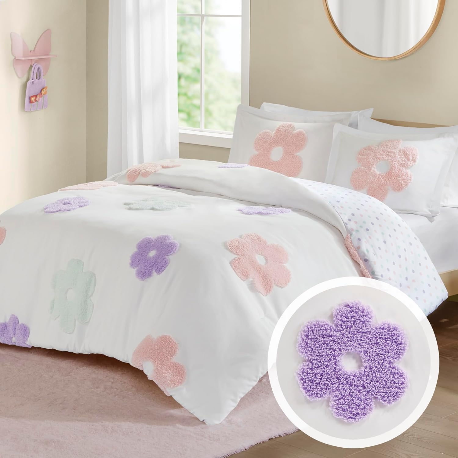 Urban Habitat Kids Twin Duvet Cover Set with Polka Dot Reverse 1