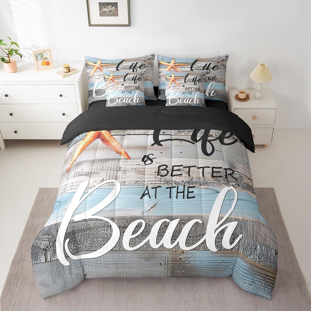 Erosebridal Queen 7-Piece Tropical Beach Bedding Set