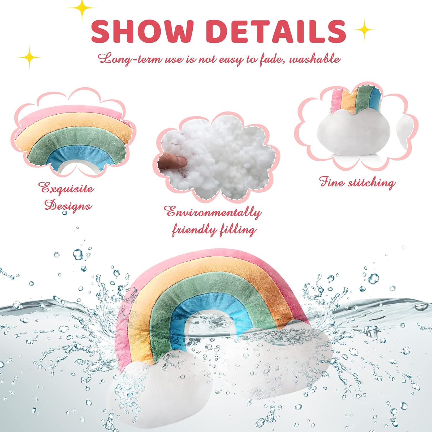 Queekay 3 Pcs Moon Star Cloud Plush Pillows