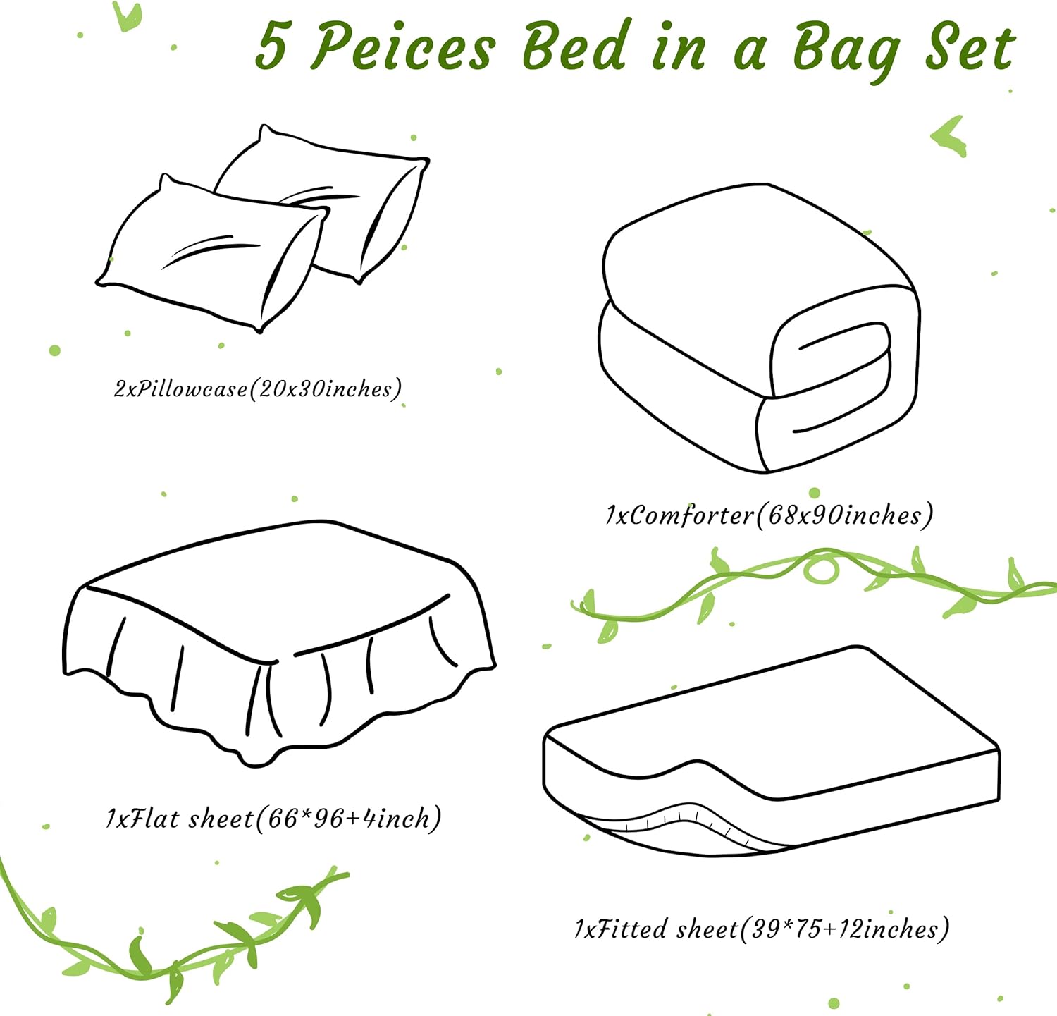 NTBAY Light Purple Twin Bed in a Bag Set