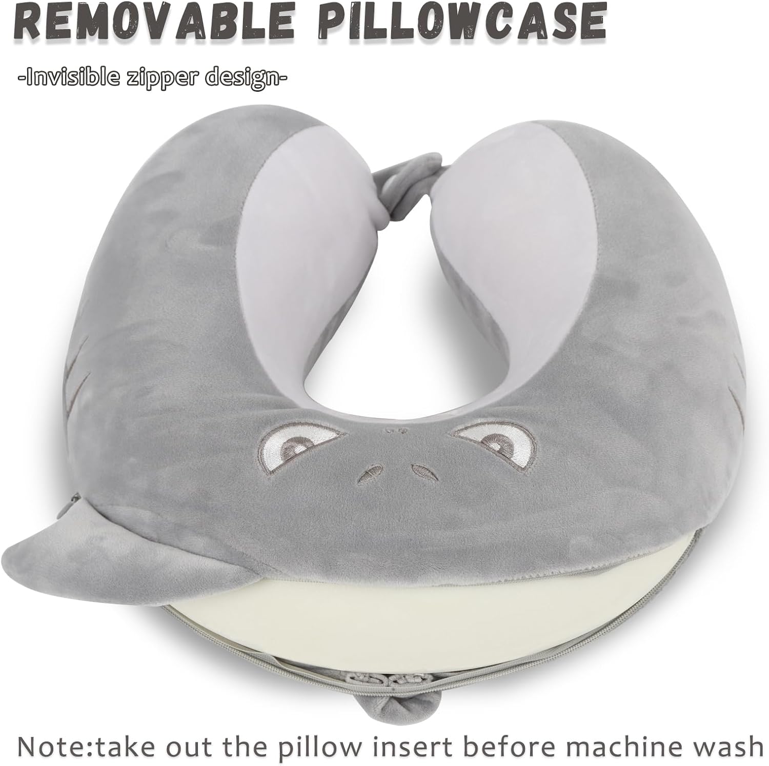 Shark Travel Pillow Kids with Eye Mask Memory Foam