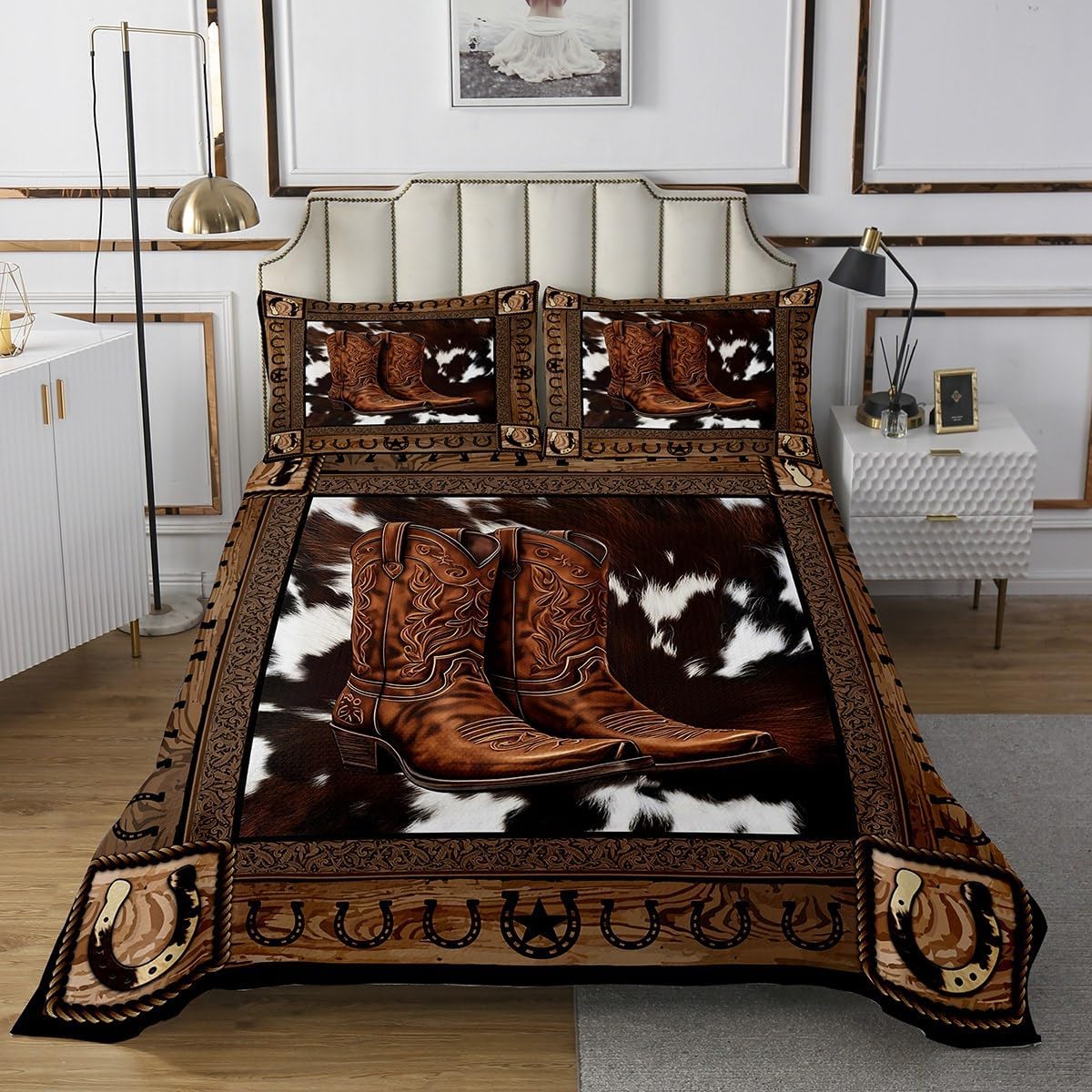 Manfei Western Cowboy Bedspread King Size Set