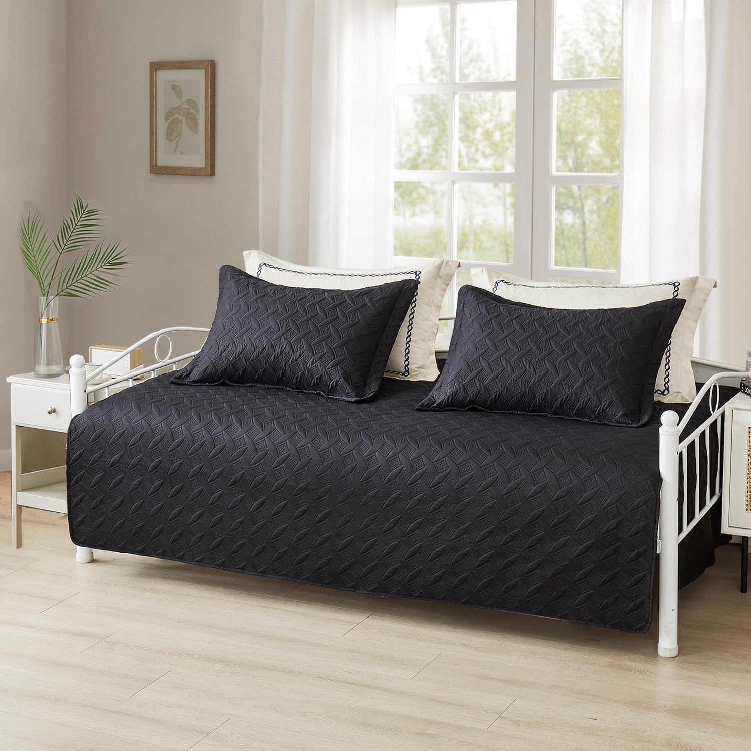 Hailea 3-Piece Black Daybed Cover Twin Size Set