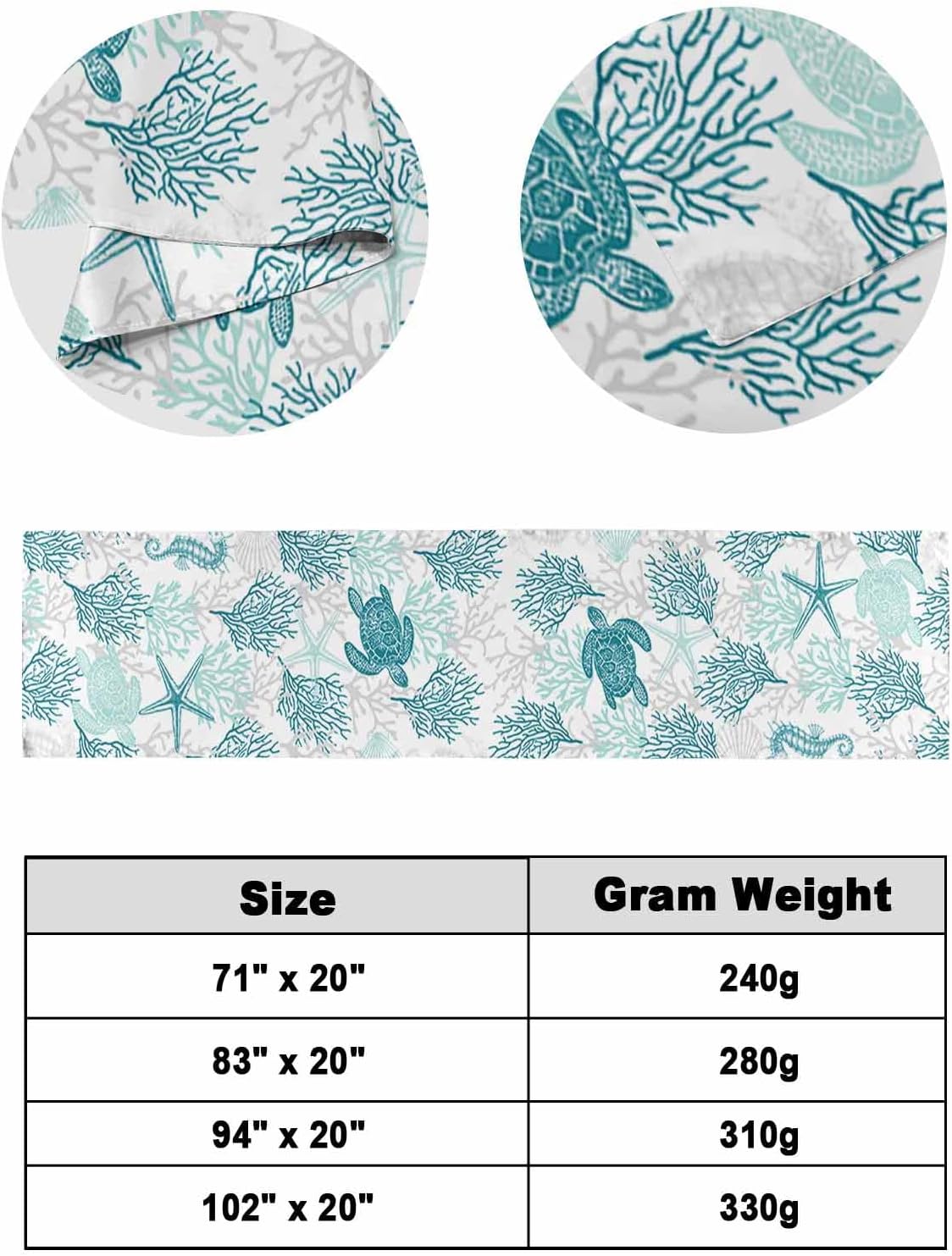 Homechoid Turquoise Coastal Bed Runner for FullQueen Size Bed