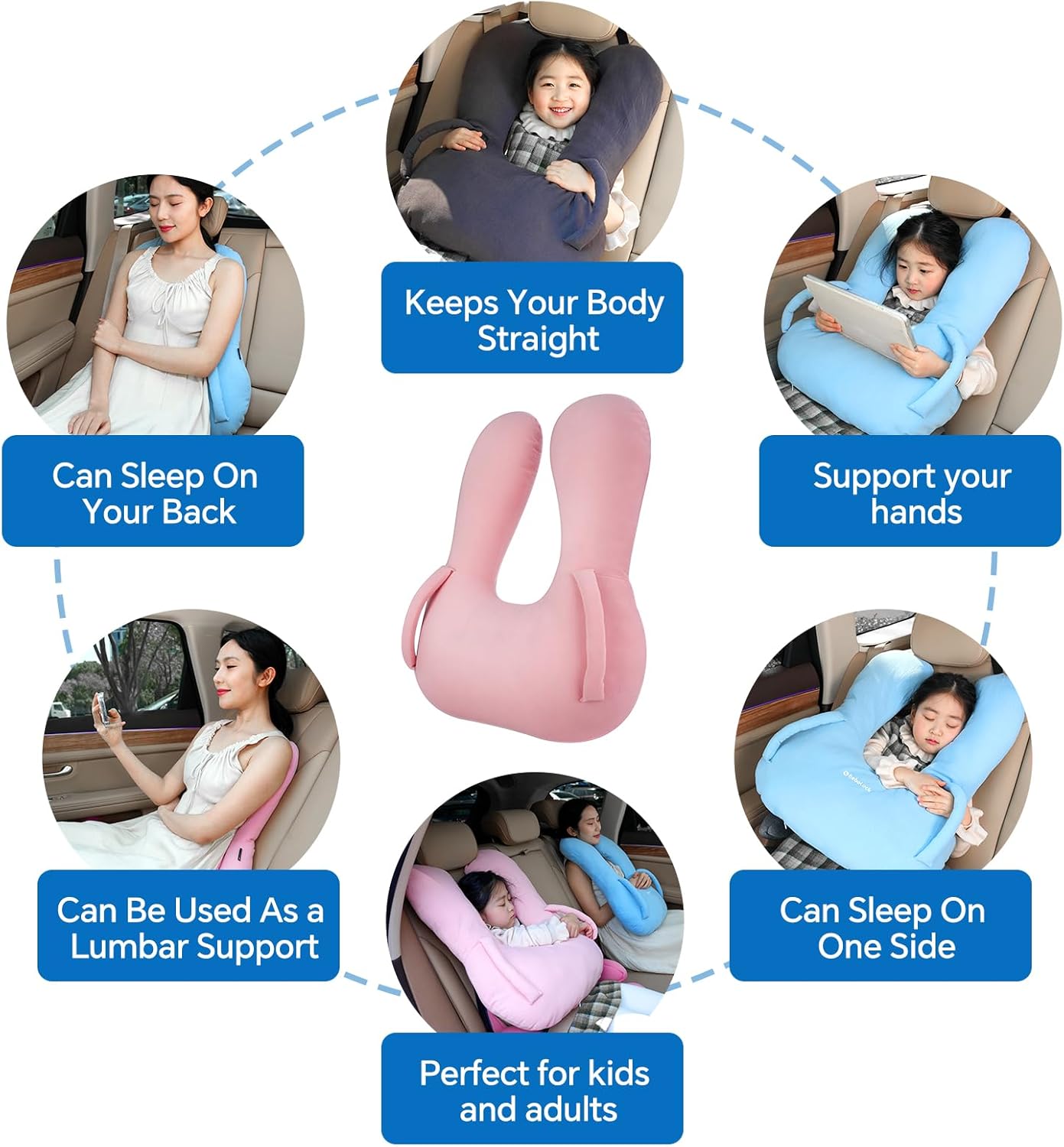 Innokids Car Pillow for Kids with Hand Support Blue