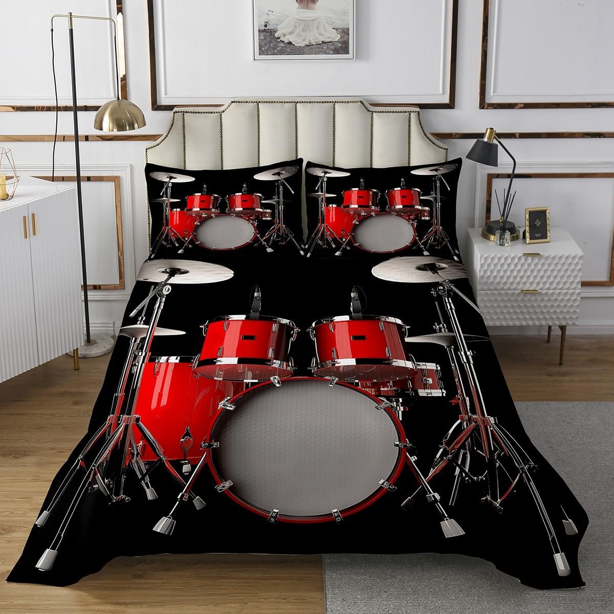 Erosebridal Musical Drum Kit Bedspread Set
