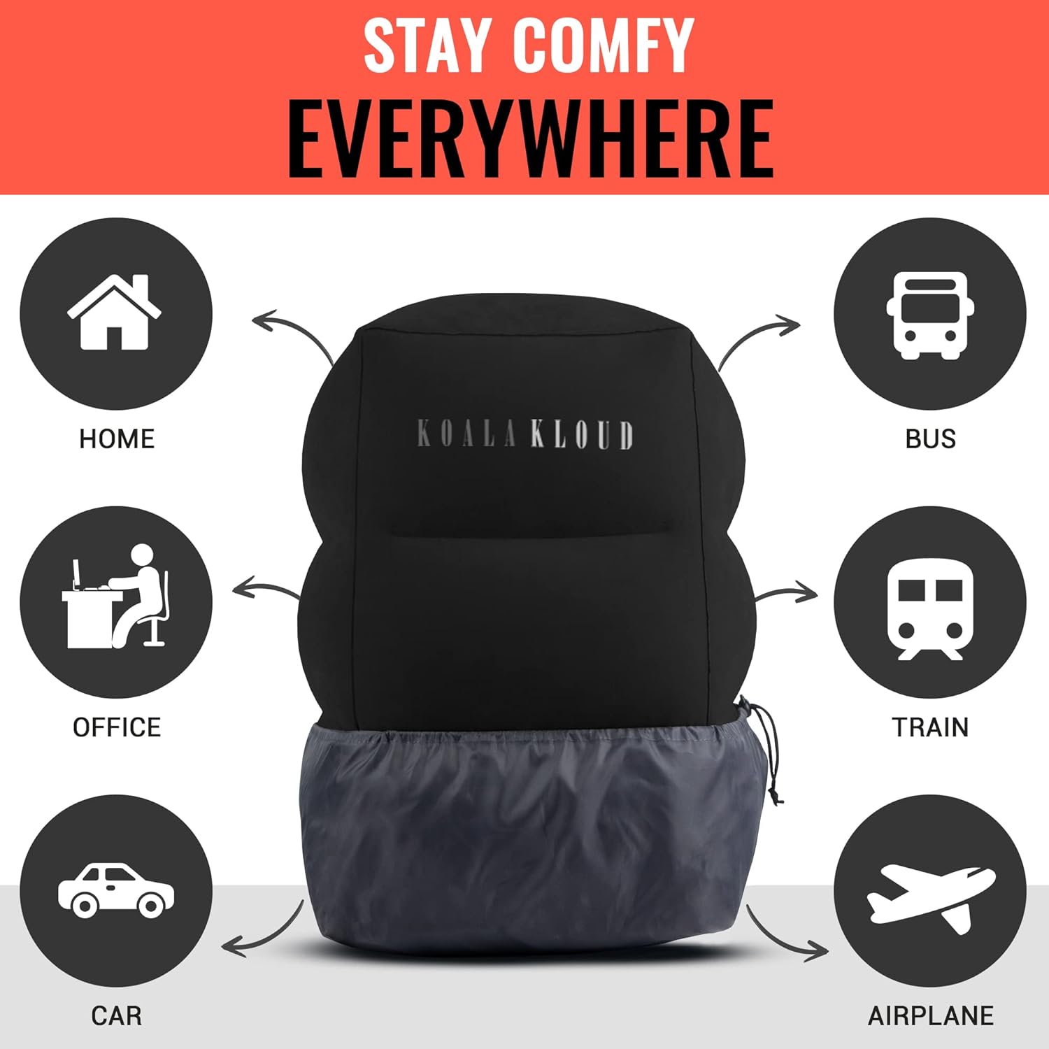 Koala Kloud Travel Foot Rest - Black