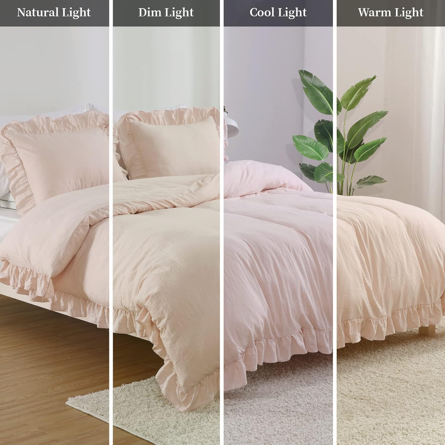 CAROMIO Pink Ruffle Duvet Cover Set 2PCS Twin