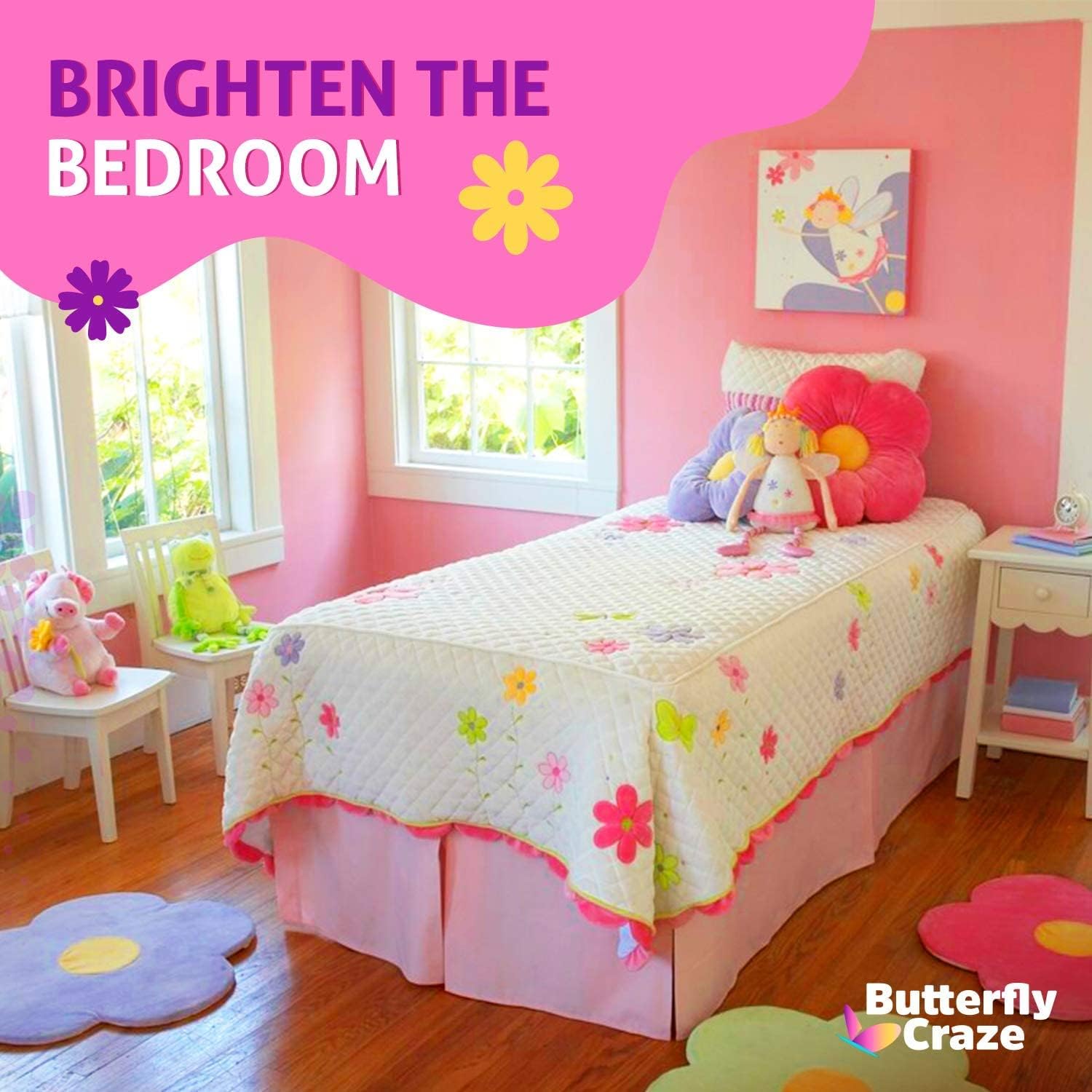 Butterfly Craze Daisy Floor Pillow - Pink 20 Inches