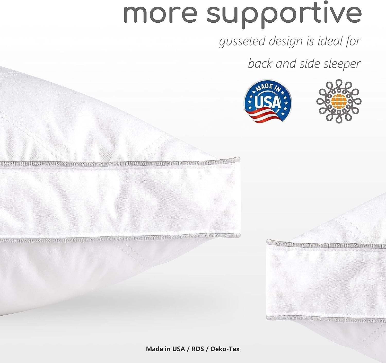 Dreamhood Goose Feather Down Pillow Set of 2 - Made in USA