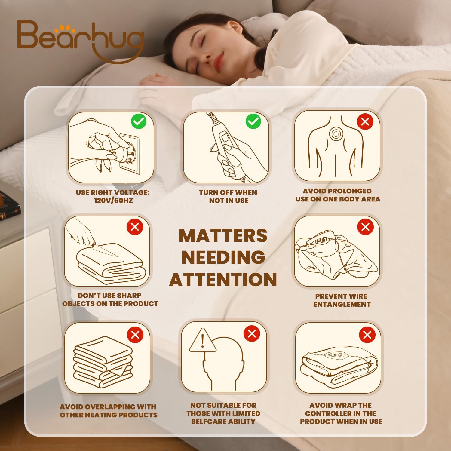 Bearhug King Size Electric Blanket 100 x 90