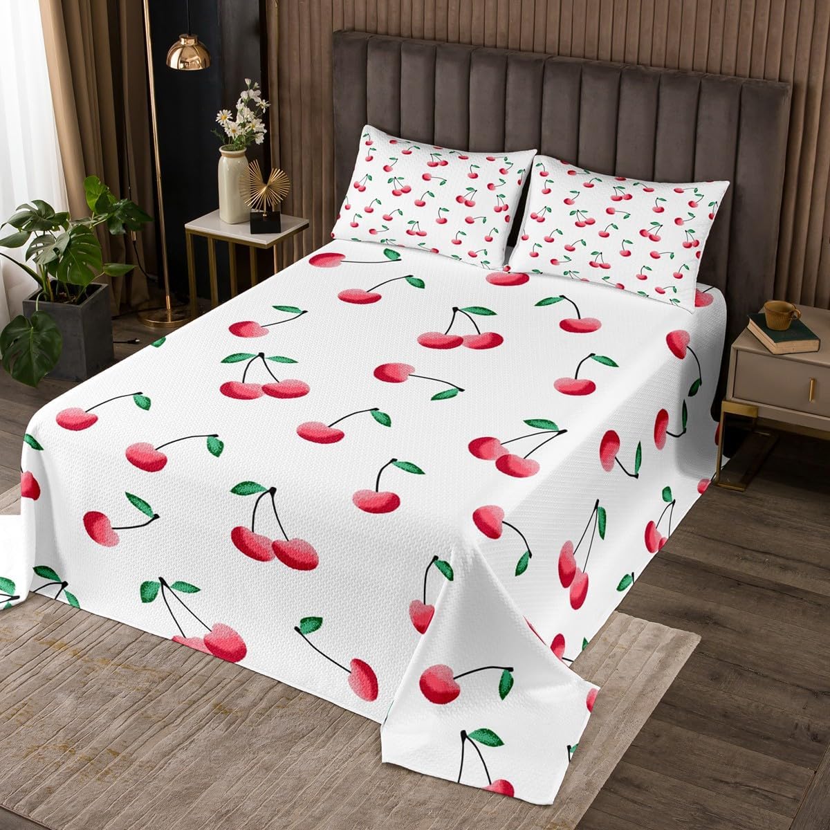 Feelyou Cherry Print Coverlet Set for Kids