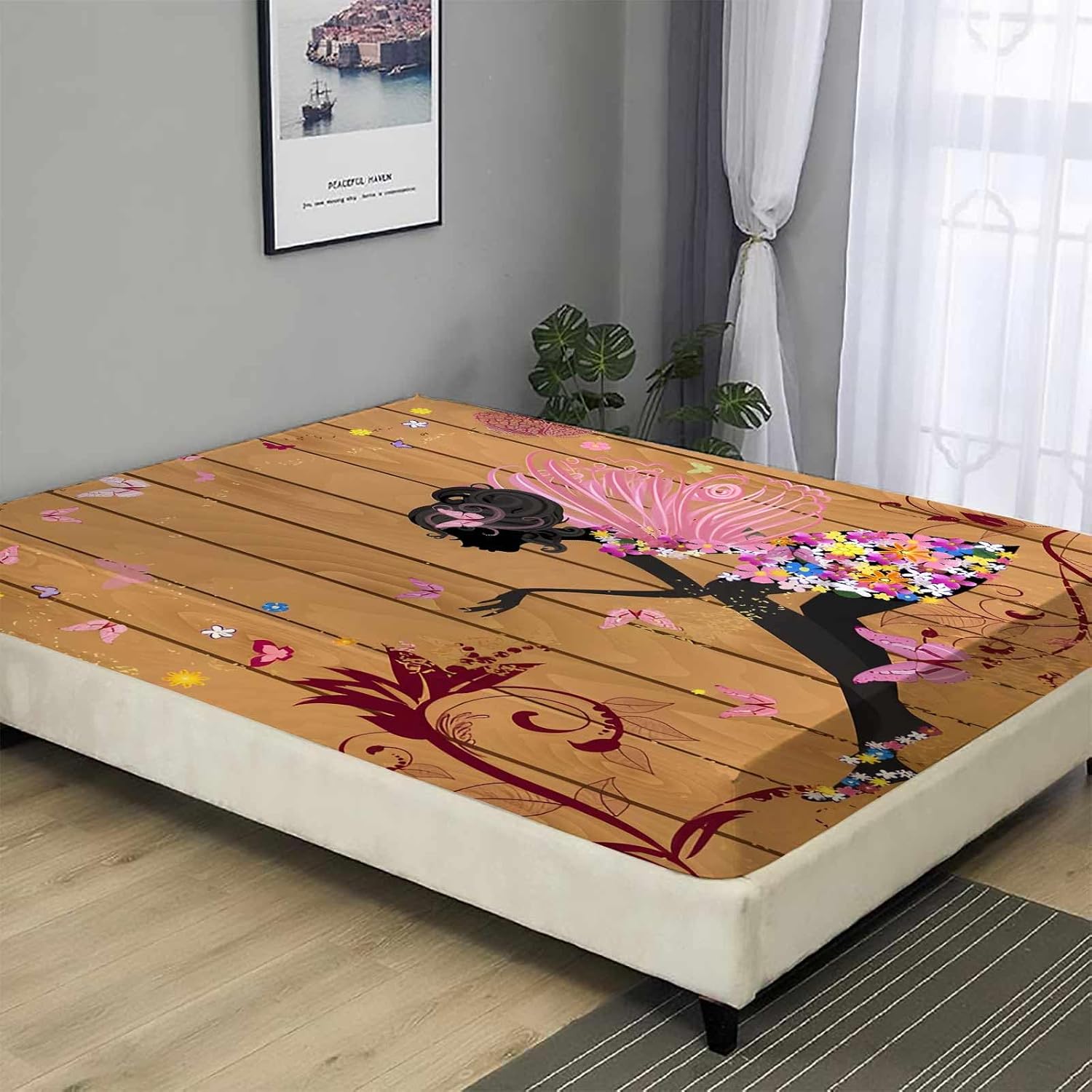 OIHVIM Girls Twin XL Floral Fitted Bed Sheet