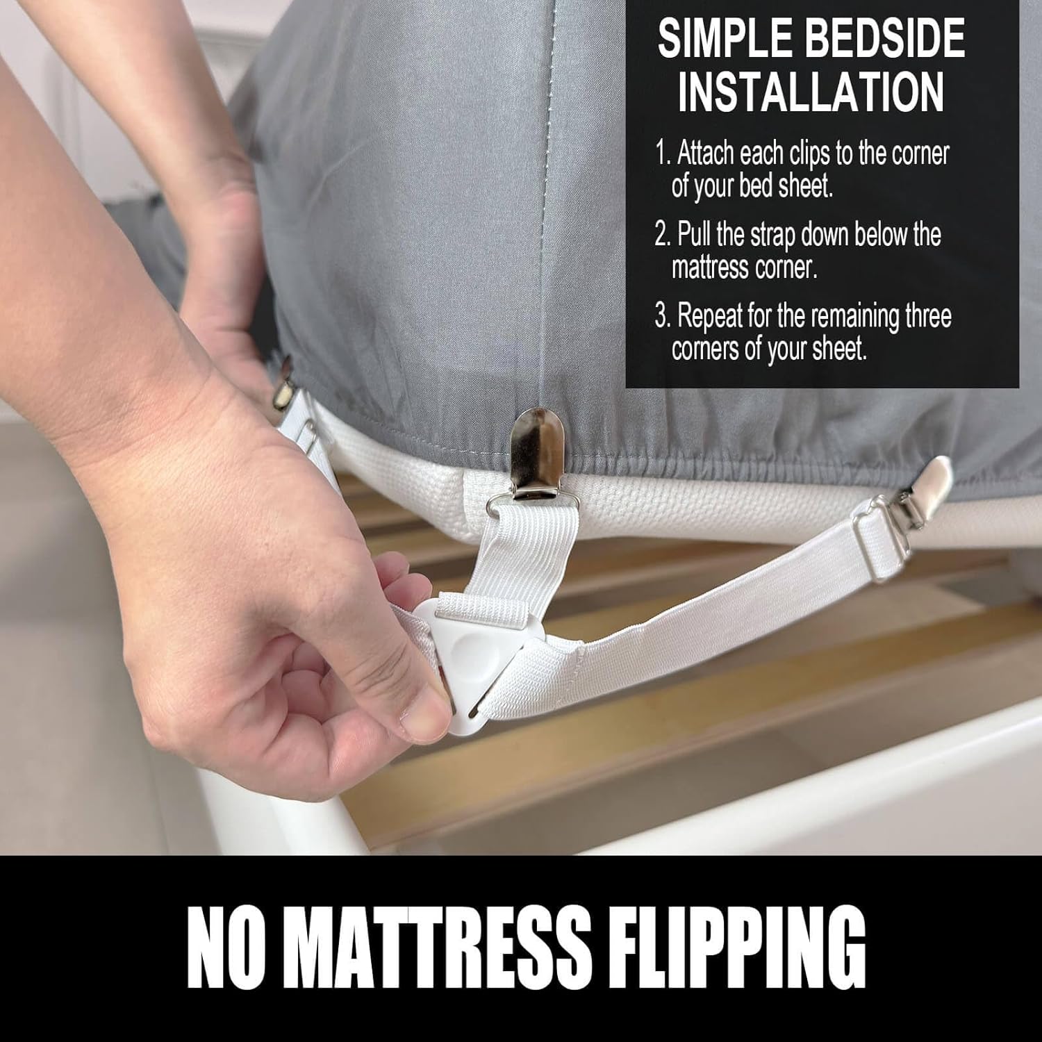 Tuyeabc Bed Sheet Straps 4 Pack White Adjustable