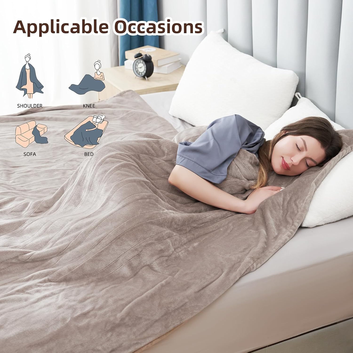 Eydna Electric Heated Blanket Full Size Camel 72x84