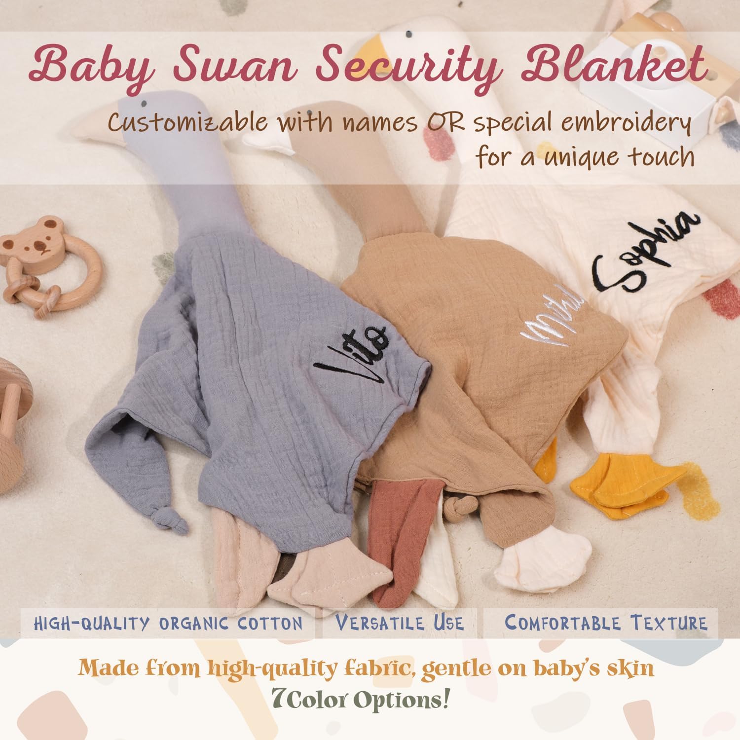 Custom Cotton Muslin Baby Blanket with Cute Goose Design