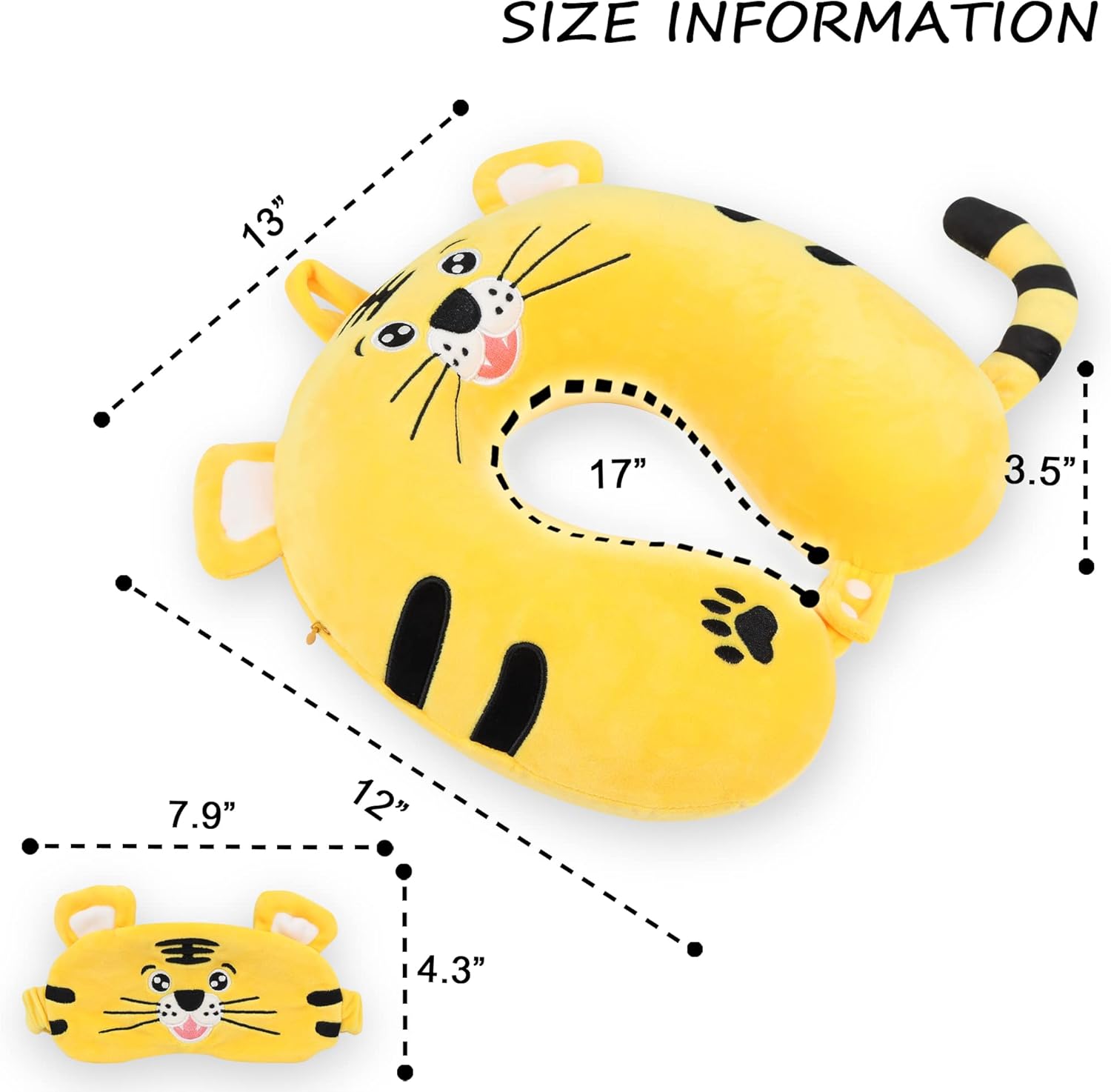 Sexysamba Tiger Cartoon Headrest Pillow for Kids