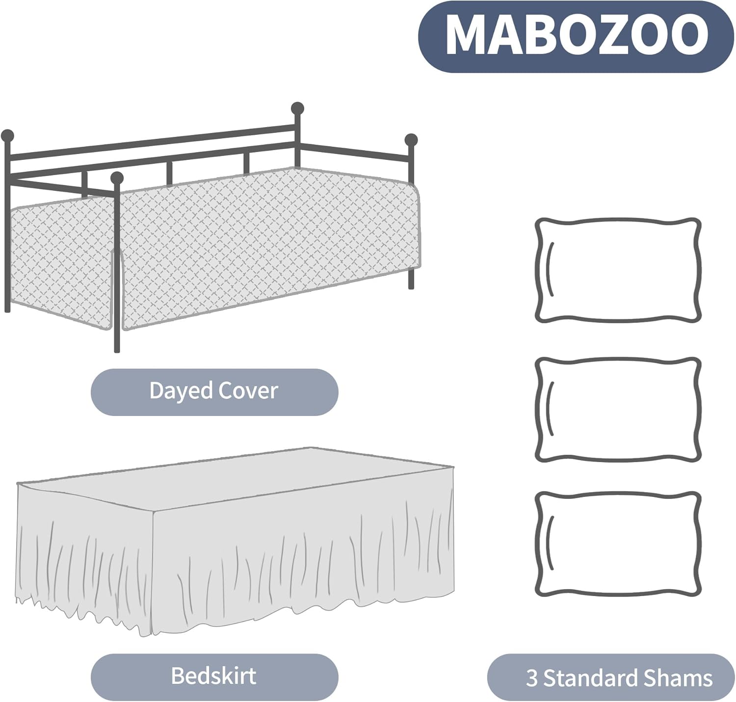 MABOZOO Daybed Cover Set with Bedskirt for Twin Bed 5 Piece