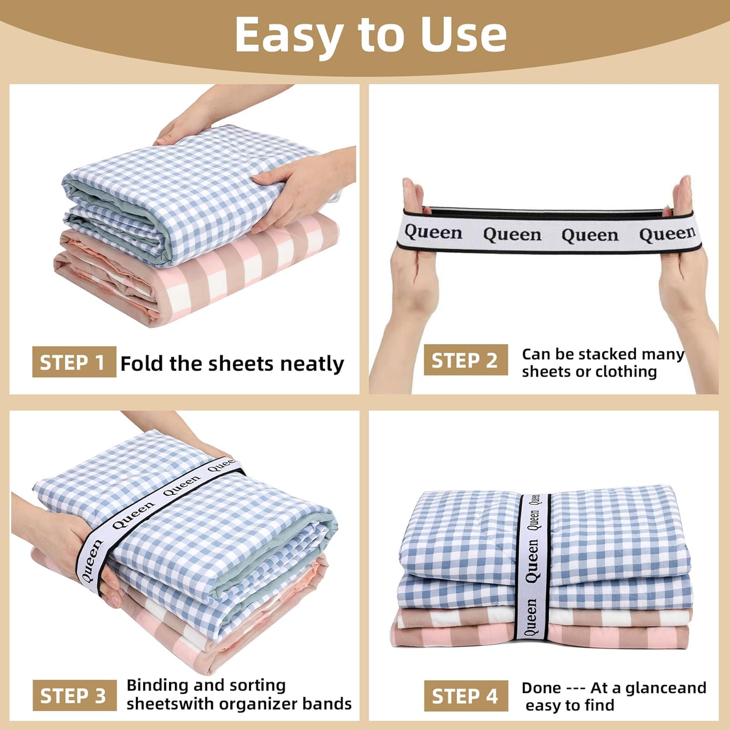 8Pcs Sheet Organizer Bands with Labels for Bedding Storage 1