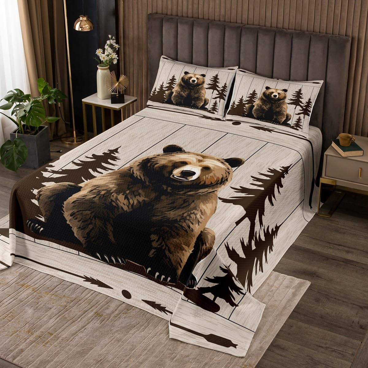 Feelyou Bear Bedspread Kids Quilted Coverlet Set Queen Size