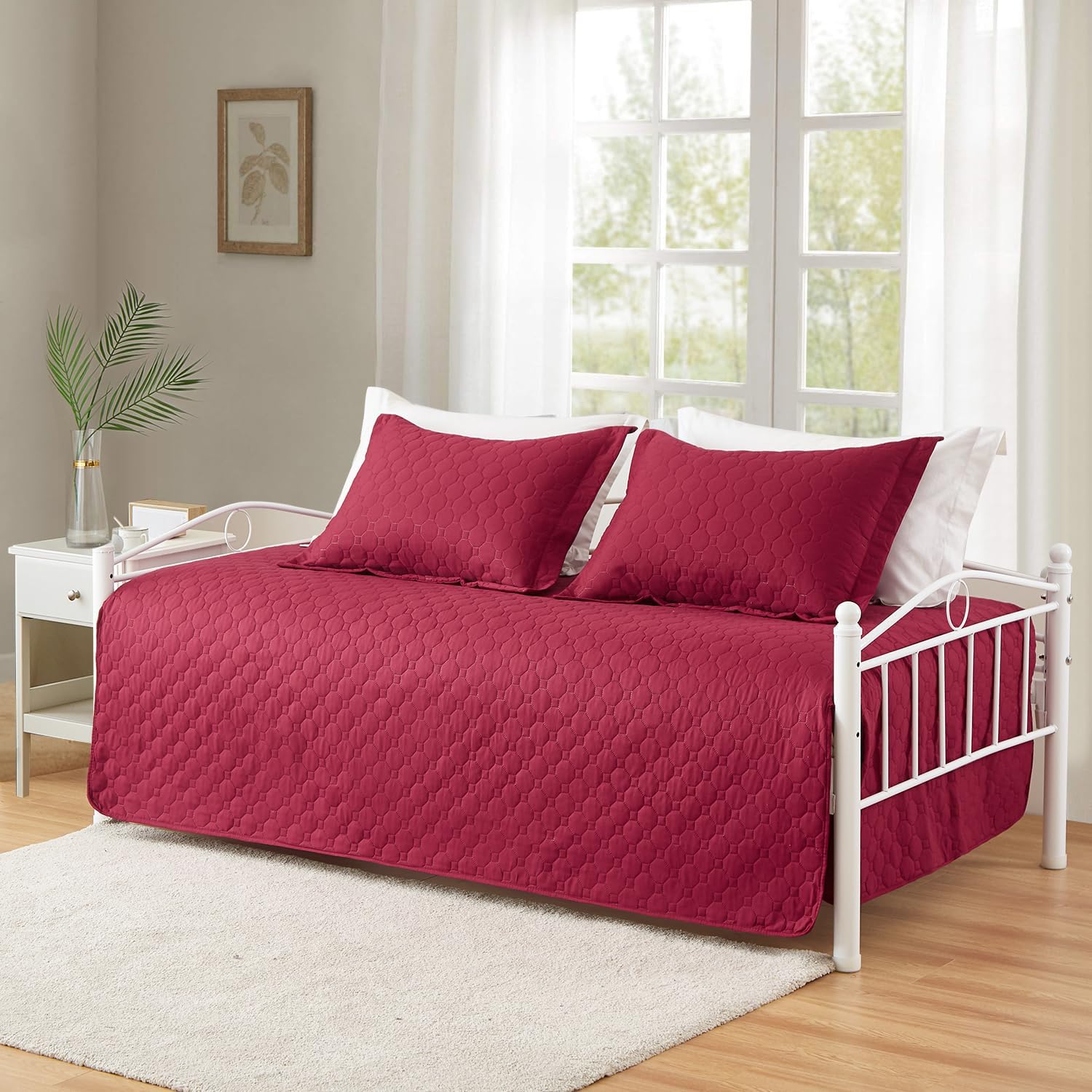 Hailea 3-Piece Burgundy Daybed Cover Set Twin Size