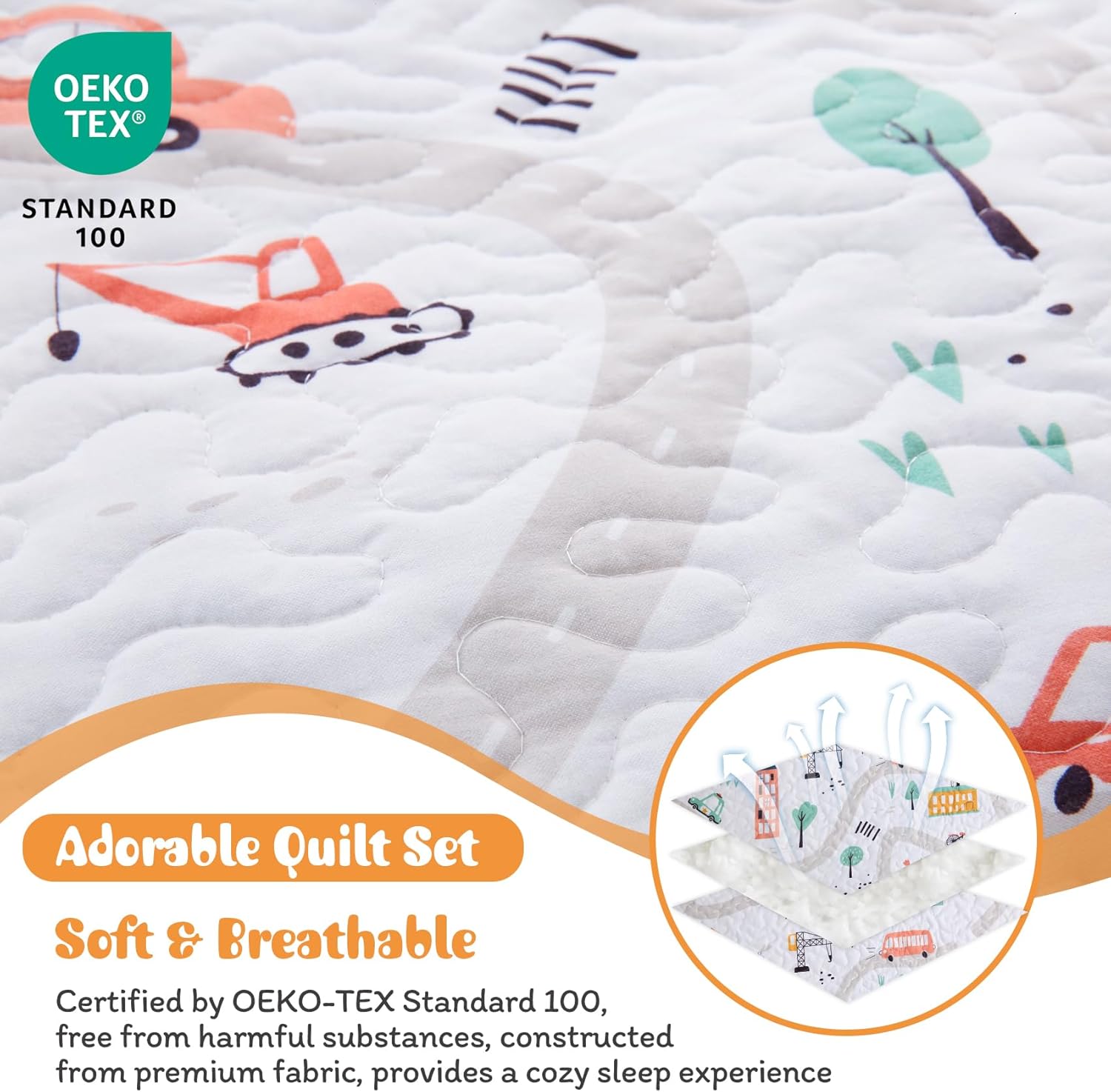JSD Kids Quilt Set FullQueen Soft Lightweight Summer Bedspread with Pillow Shams