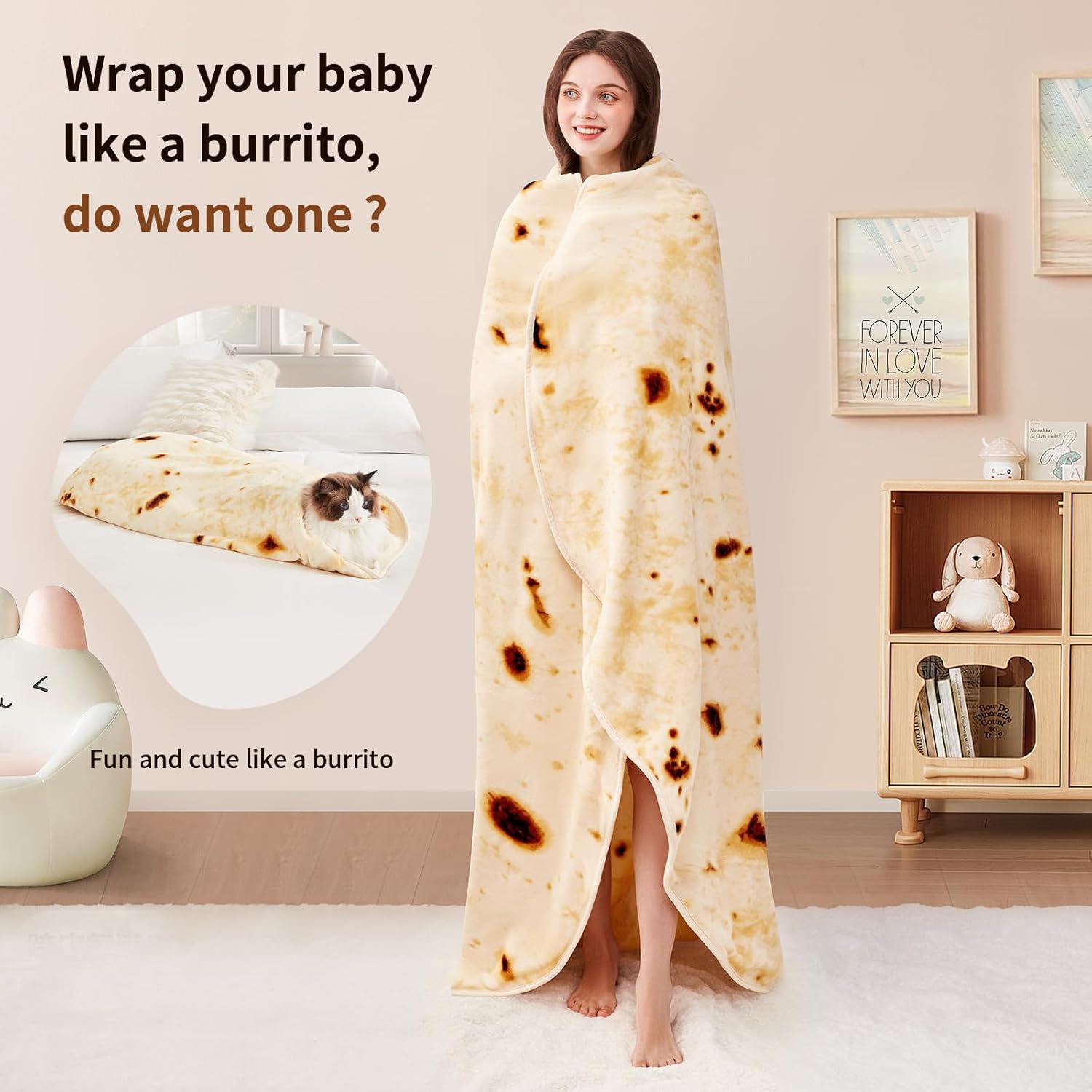 Bwarm Electric Burrito Blanket 6 Levels Auto Shut-Off Machine Washable