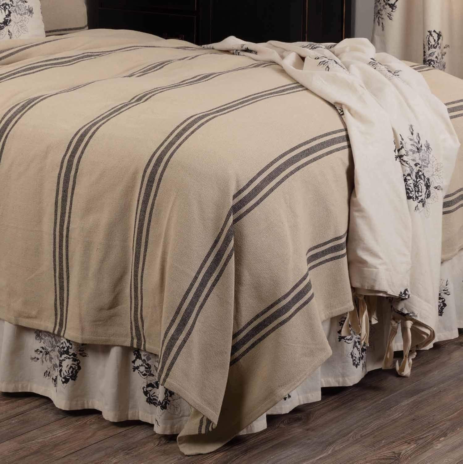 Piper Classics Mill House Stripe Black Queen Bed Blanket
