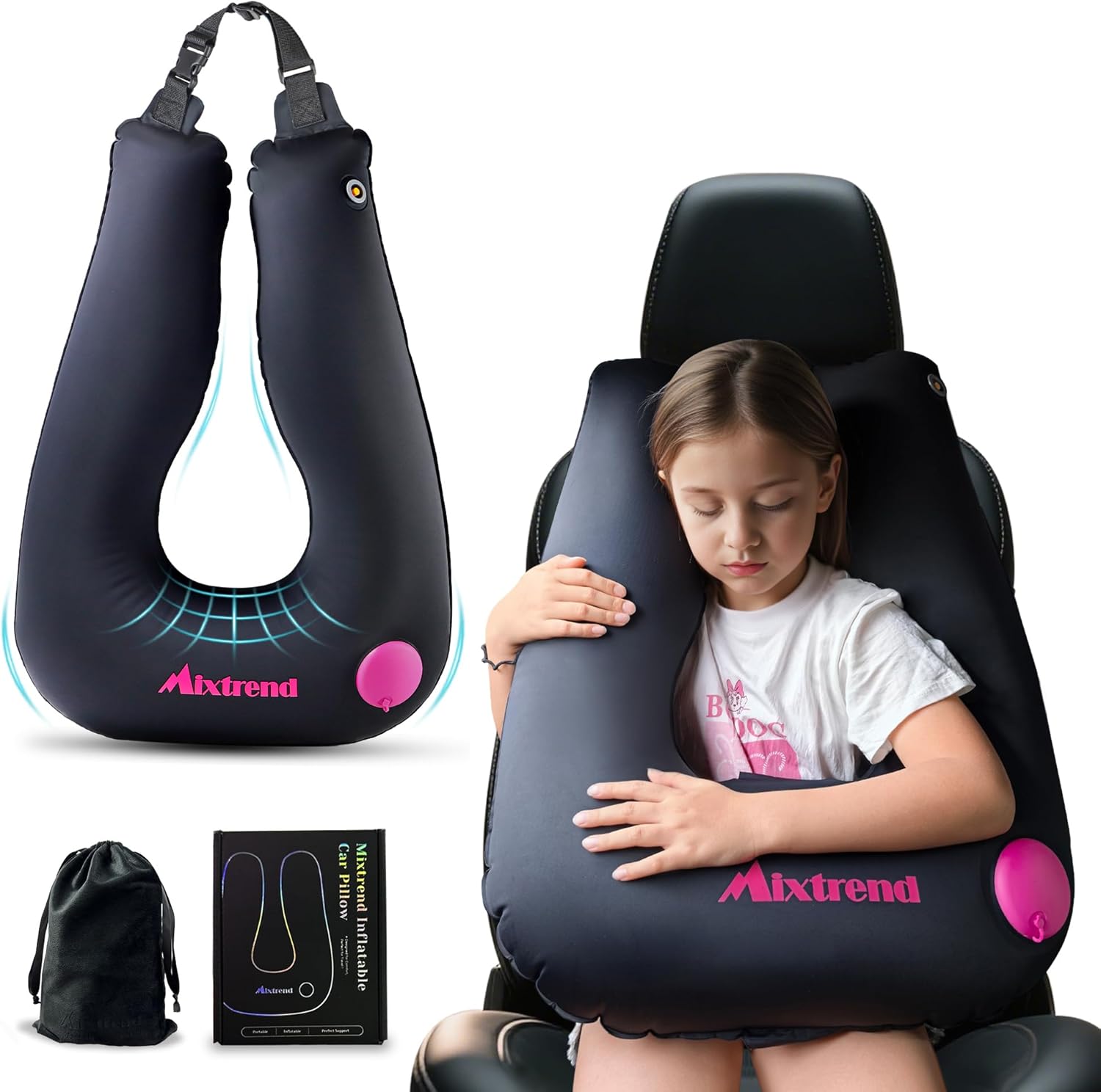 Mixtrend Travel Pillow Inflatable for Kids Adults Neck Head Support