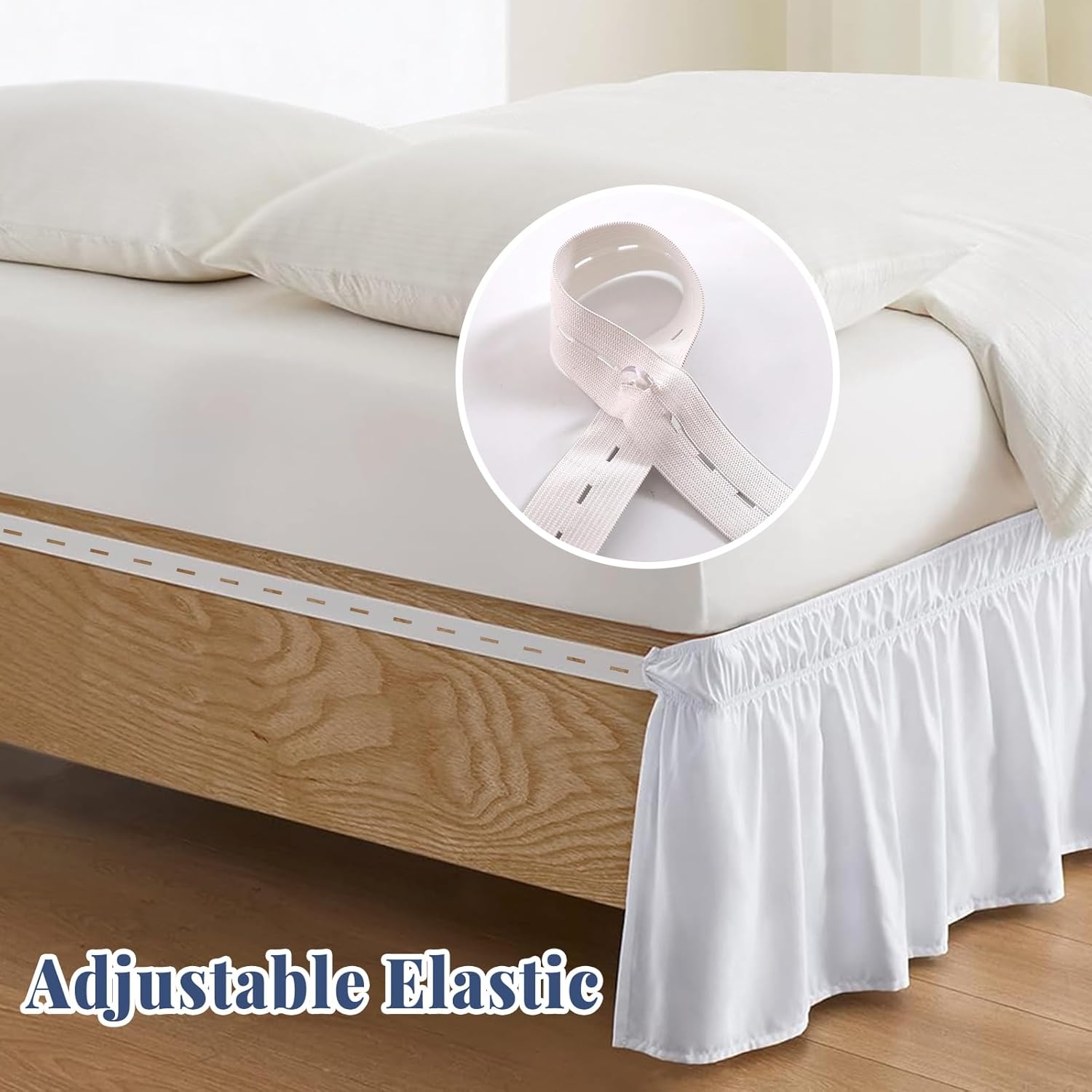 ANARACHON Twin Bed Skirt with Elastic Wrap