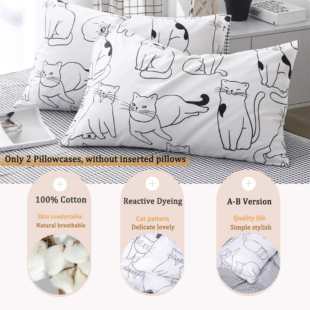 FenDie 20x26 Cotton Pillowcases Set of 2 Reversible Stars Design