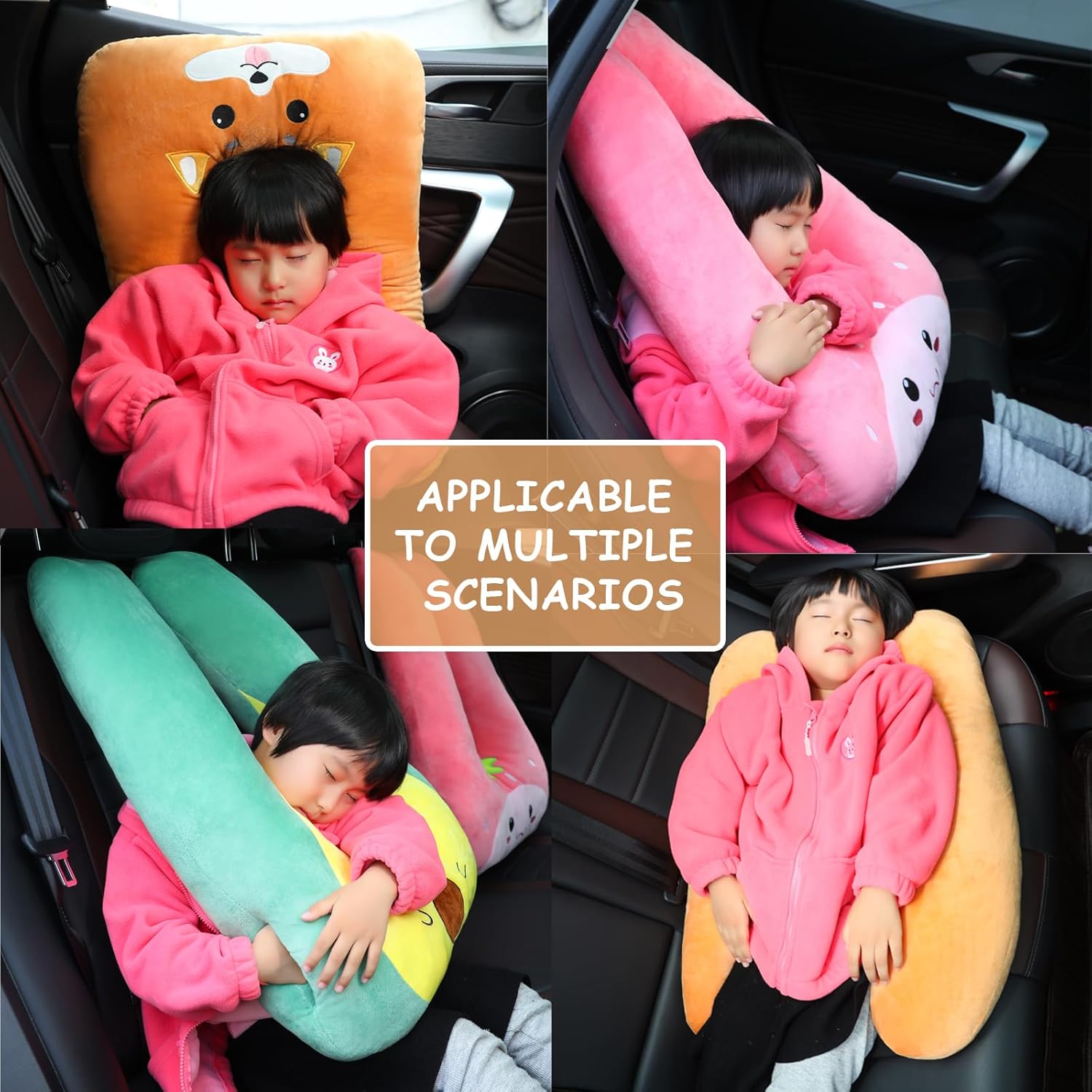 Kids Car Travel Pillow with Hand Muff and Black Cat Design