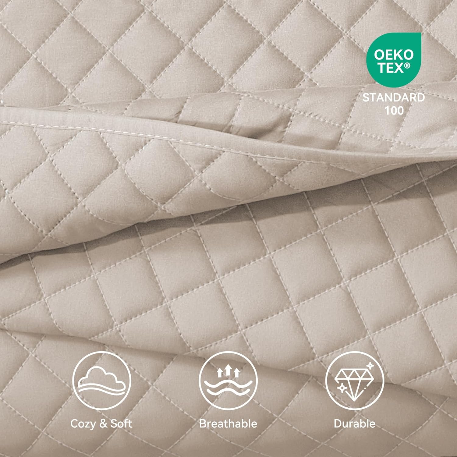 SunStyle Home Beige Diamond Quilt Set Twin 2pcs