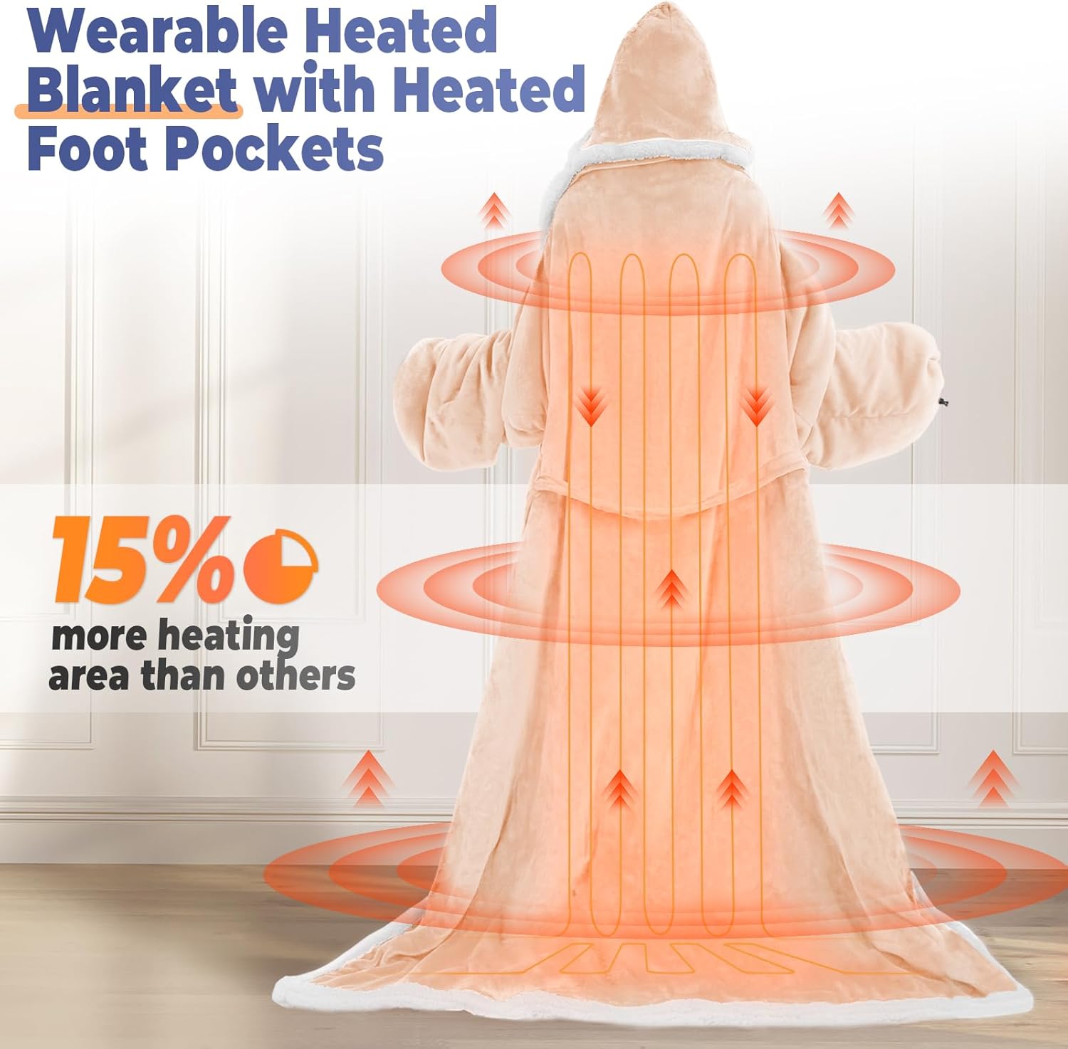 Dueelala Wearable Heated Blanket with 8 Heat Settings