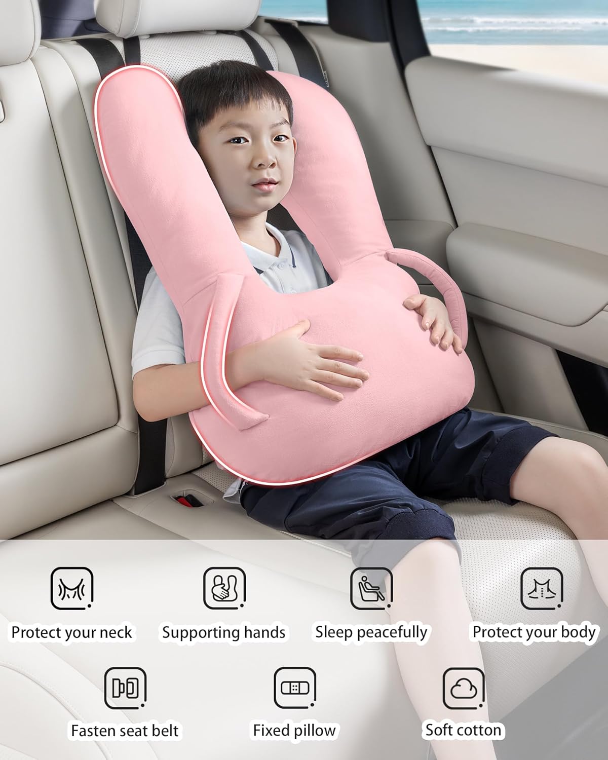 BEBAS U-Shaped Kids Travel Pillow for Car and Plane
