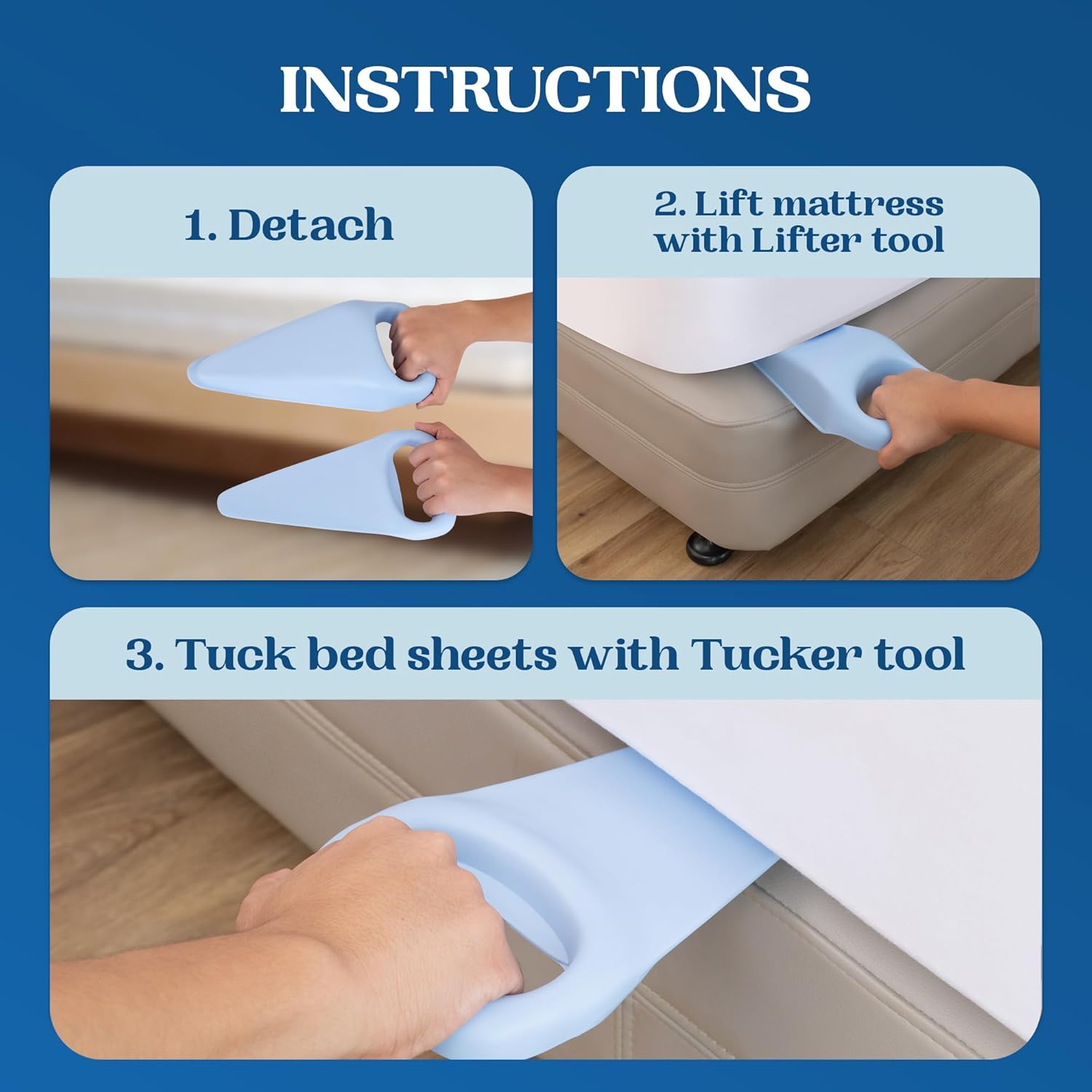 FeelAtHome Bed LIFTucker 2in1 Mattress Lifter Sheet Tuck Tool