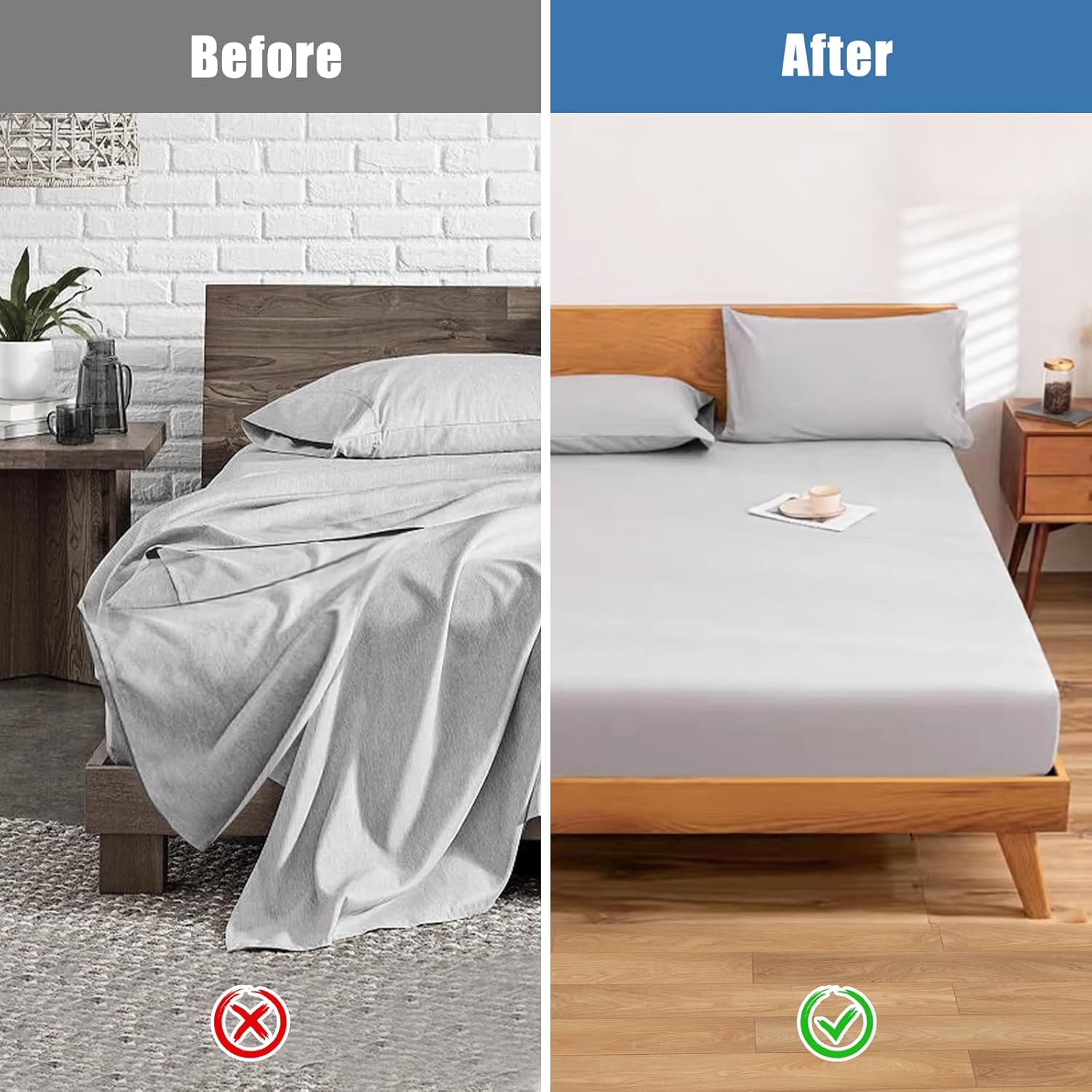 Antetek Lock Sheet Holders - White Bed Sheet Clips Corner Locks
