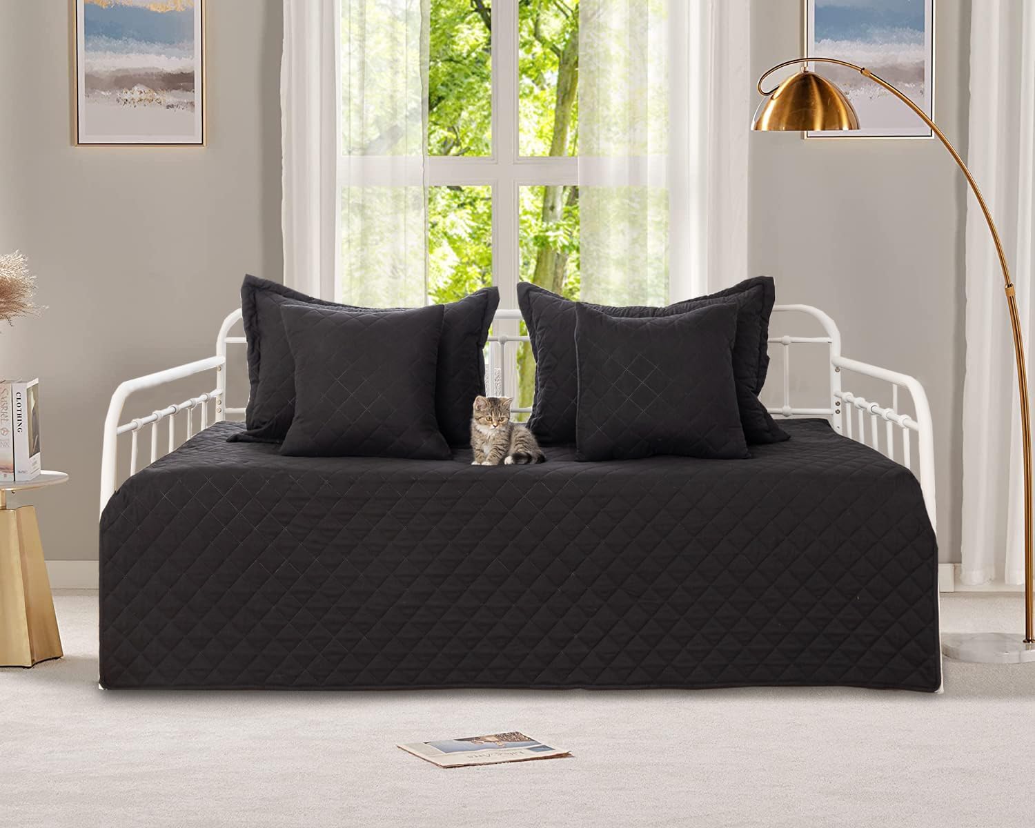 Feyocn 5-Piece Daybed Bedding Set - Geometric Print Comforter Shams