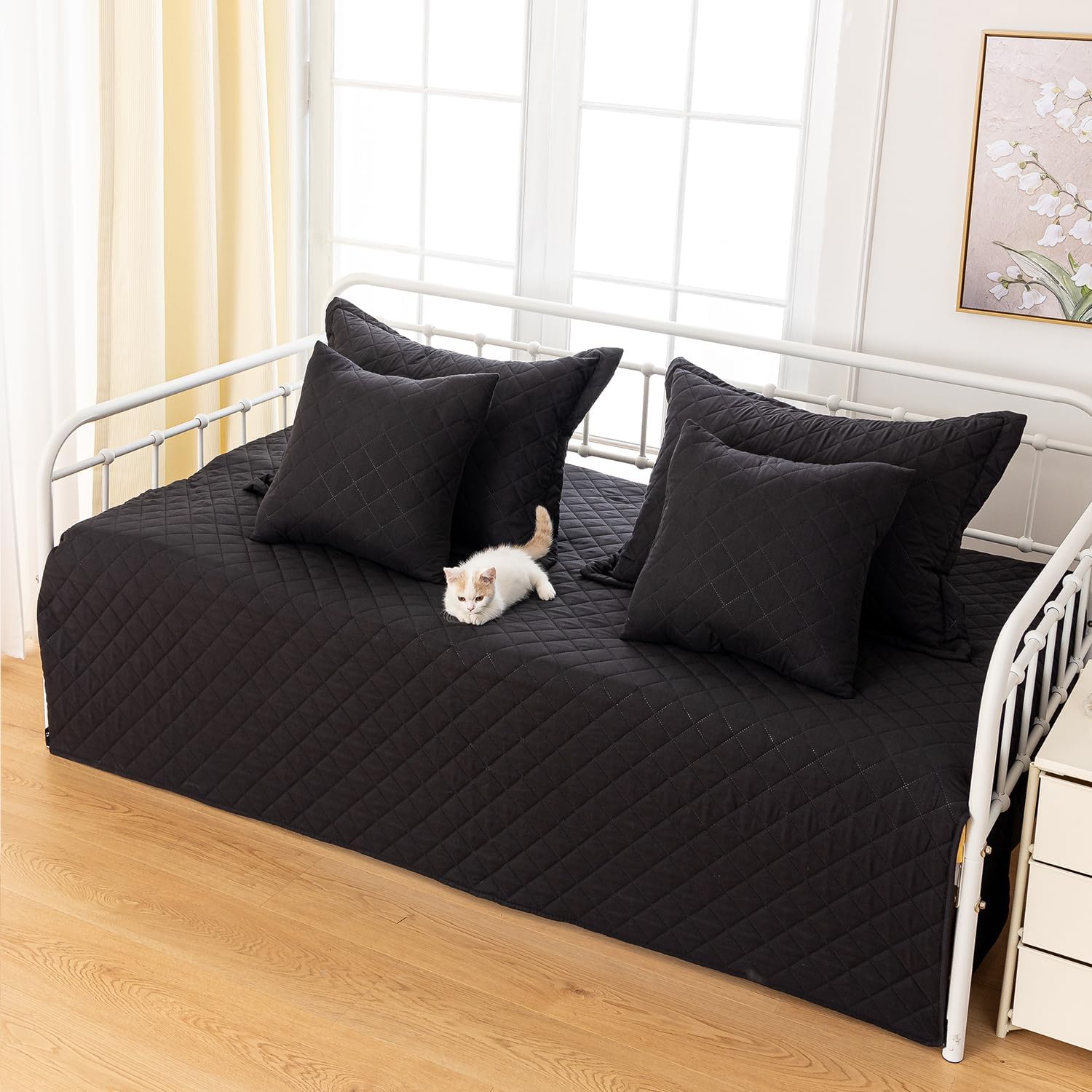 Feyocn 5-Piece Daybed Bedding Set - Geometric Print Comforter Shams