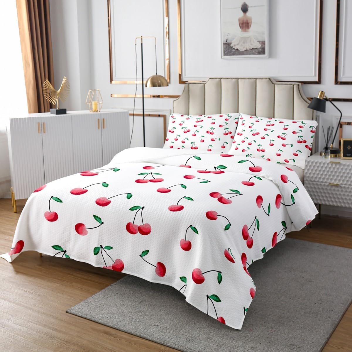 Feelyou Cherry Print Coverlet Set for Kids