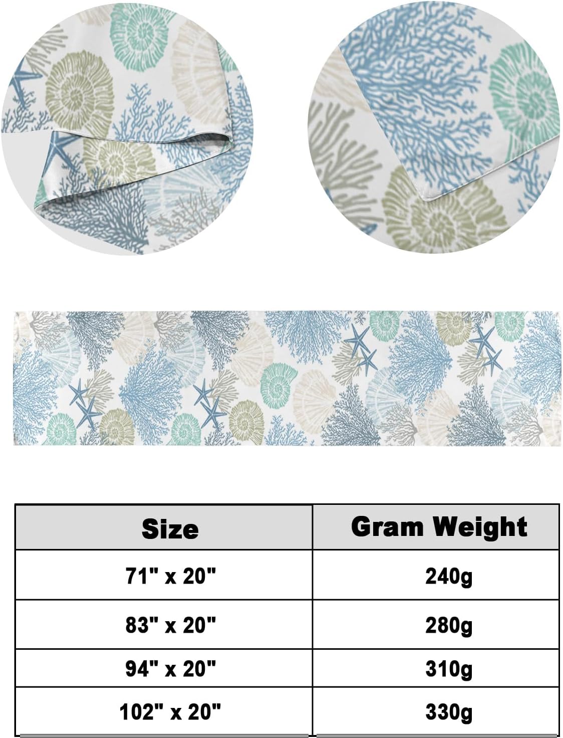 Blue Teal Coral Bed Runner Queen Size