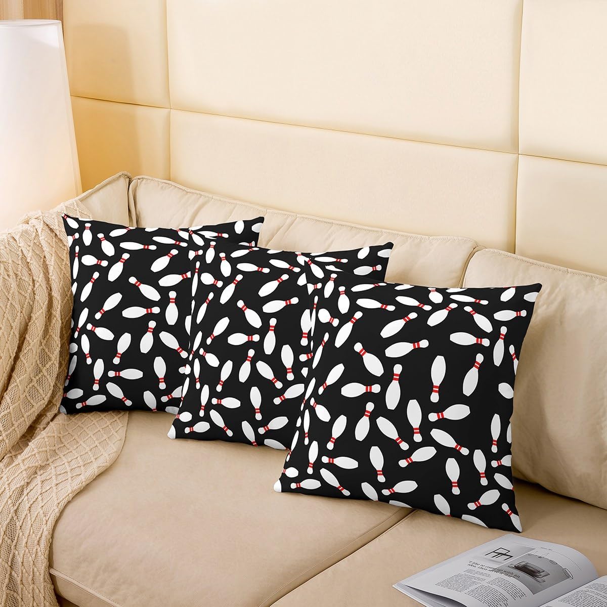 Jejeloiu 16x16 Bowling Pillow Covers Set of 2 Black
